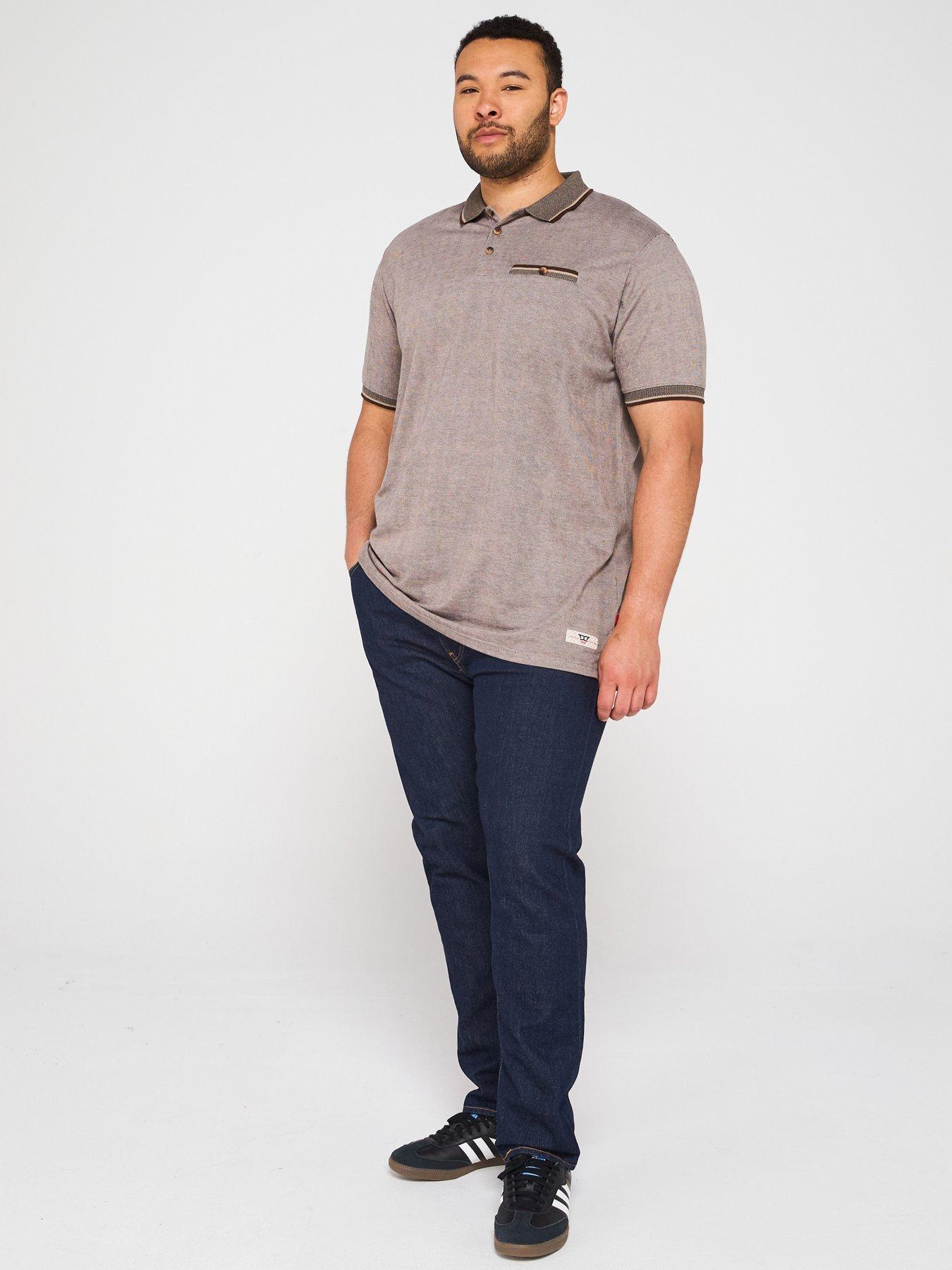  image of d555-textured-polo-shirt-with-jacquard-collar-and-pocket