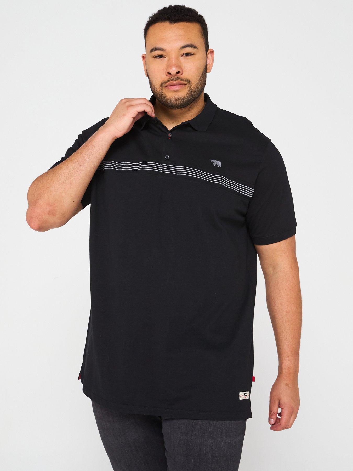 undefined Cut And Sew Embroidery Stripe Polo Shirt - Black