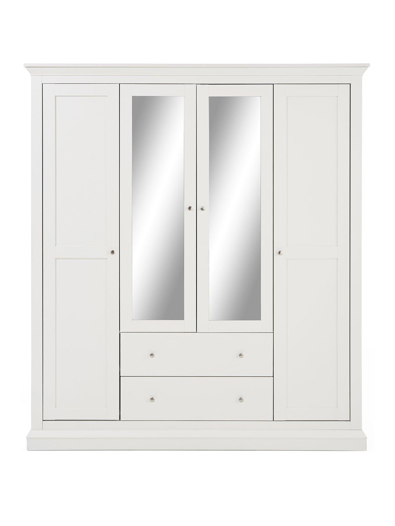 Image 2 of 7 of Very Home Hanna 4 Door, 2 Drawer Mirrored Combi Wardrobe - White