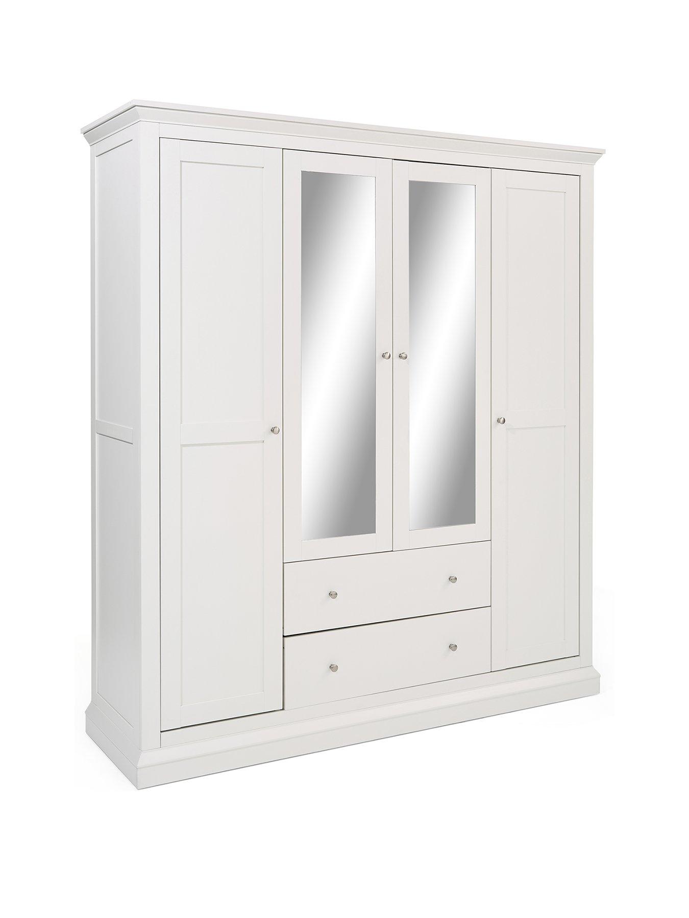 Image 3 of 7 of Very Home Hanna 4 Door, 2 Drawer Mirrored Combi Wardrobe - White