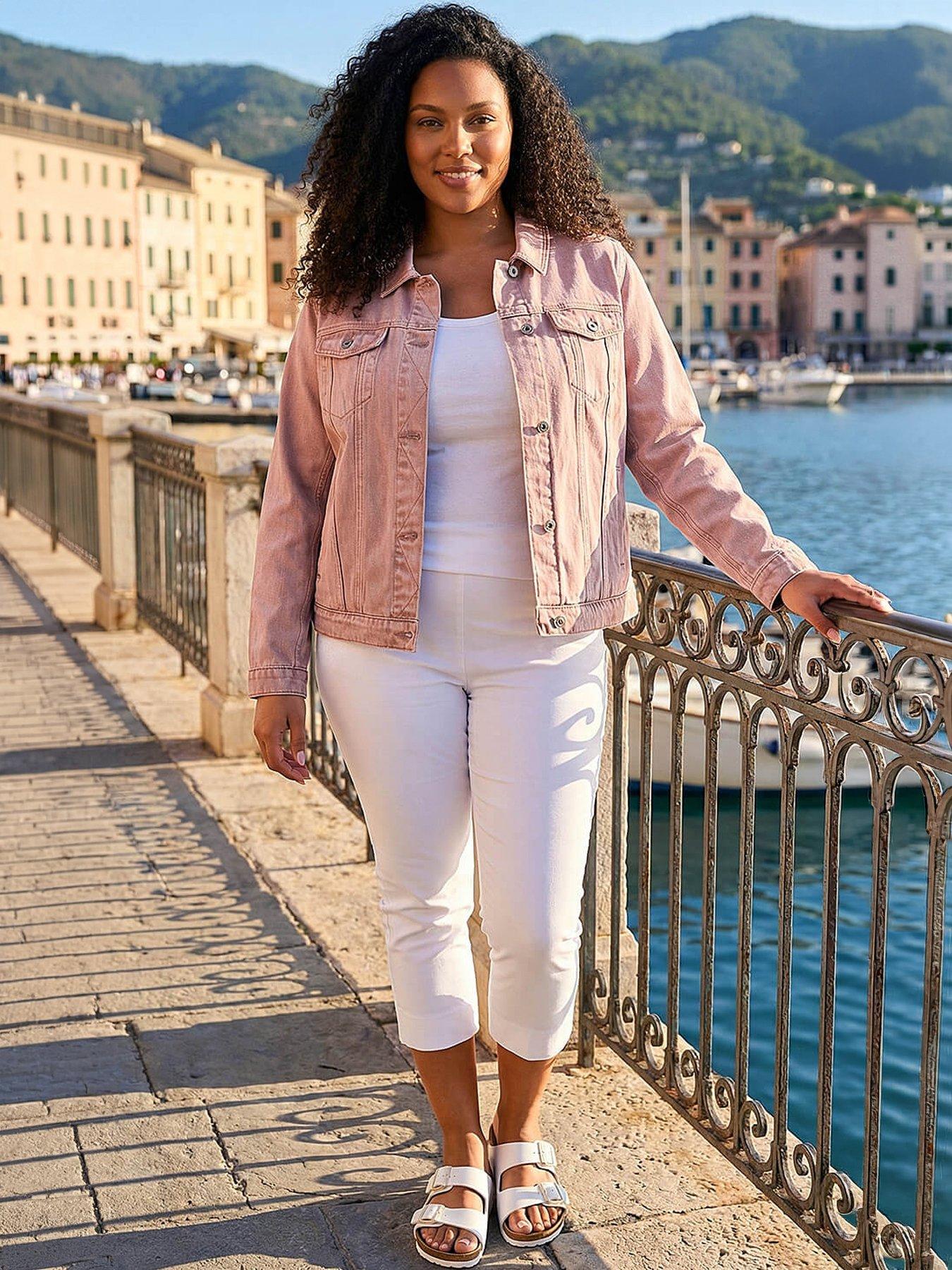 Roman Curve Mid Wash Denim Jacket - Rose