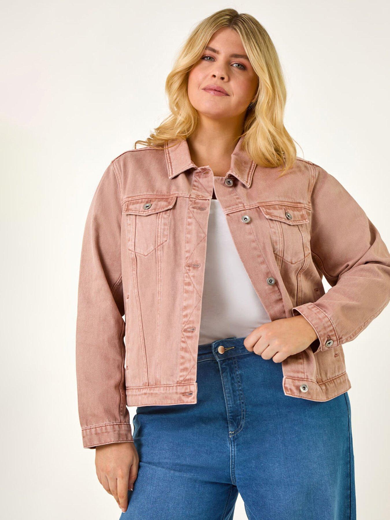 undefined Curve Mid Wash Denim Jacket - Rose