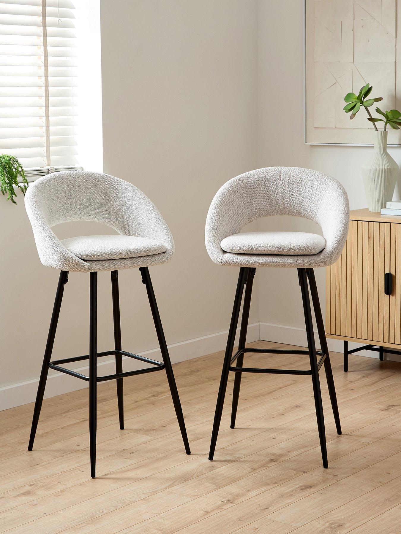 Image 1 of 7 of Very Home Aurelia Boucle Pair Of Bar Stools With Black Legs - FSC&reg; Certified