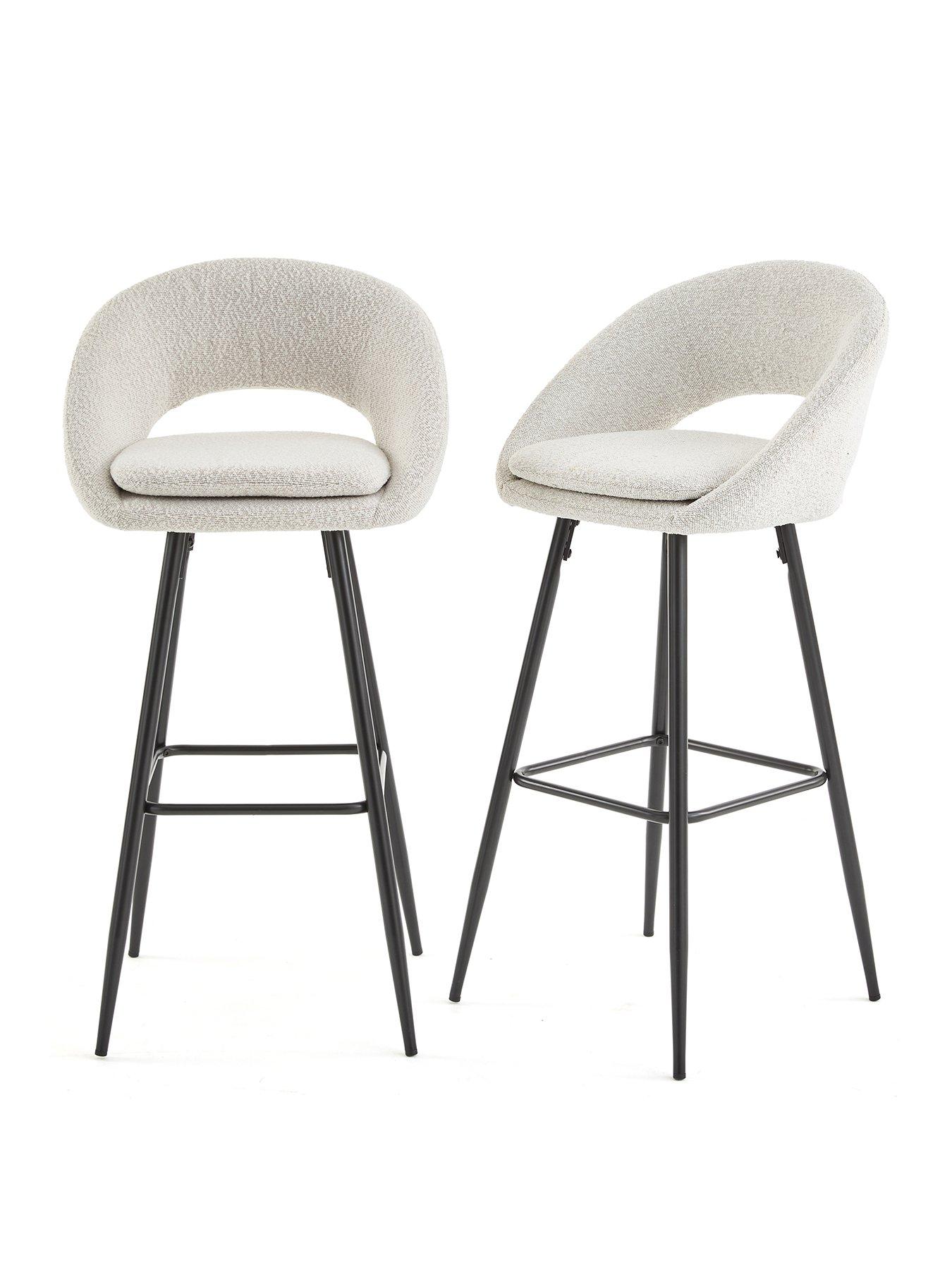 Image 2 of 7 of Very Home Aurelia Boucle Pair Of Bar Stools With Black Legs - FSC&reg; Certified