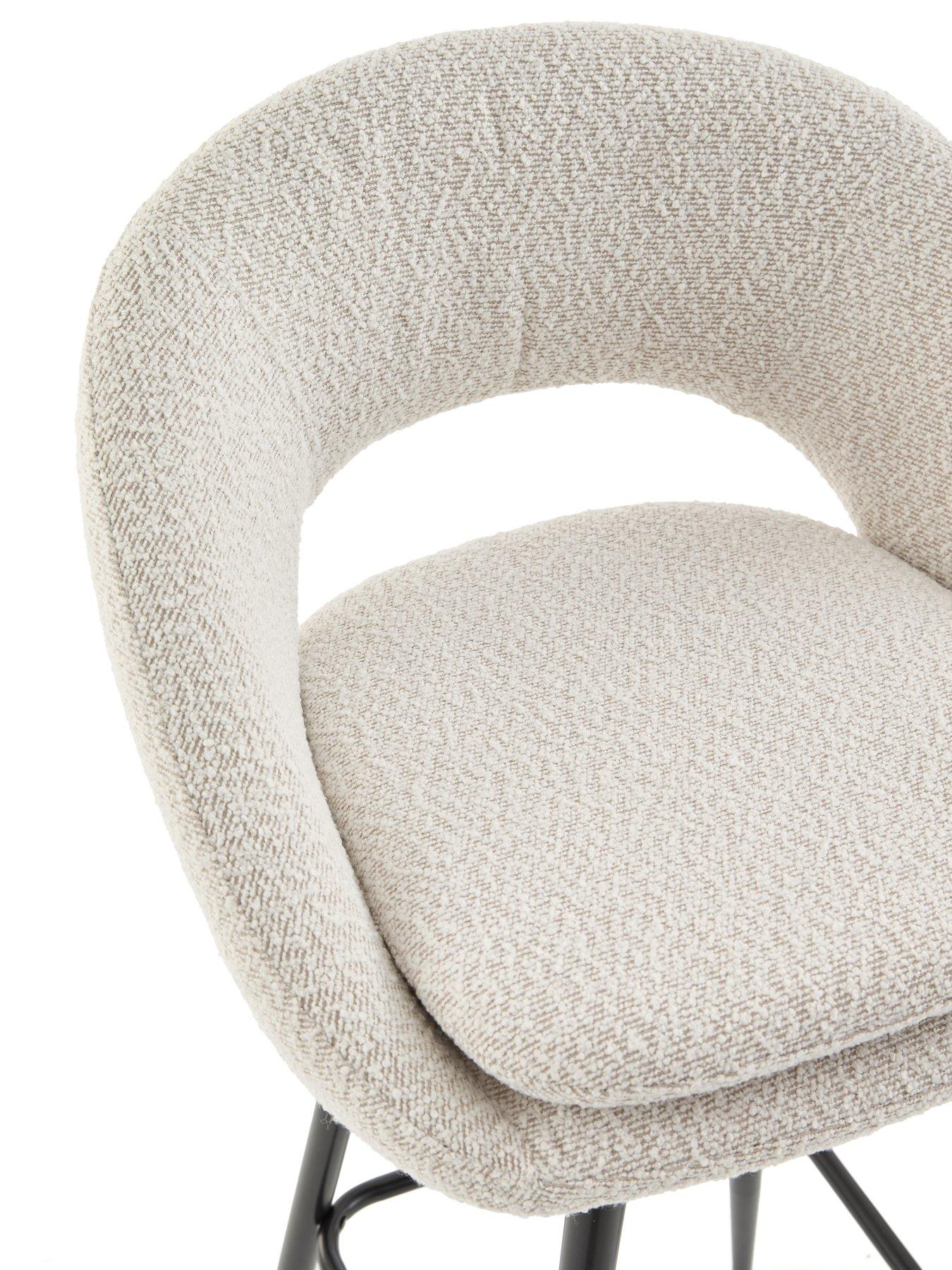 Image 4 of 7 of Very Home Aurelia Boucle Pair Of Bar Stools With Black Legs - FSC&reg; Certified