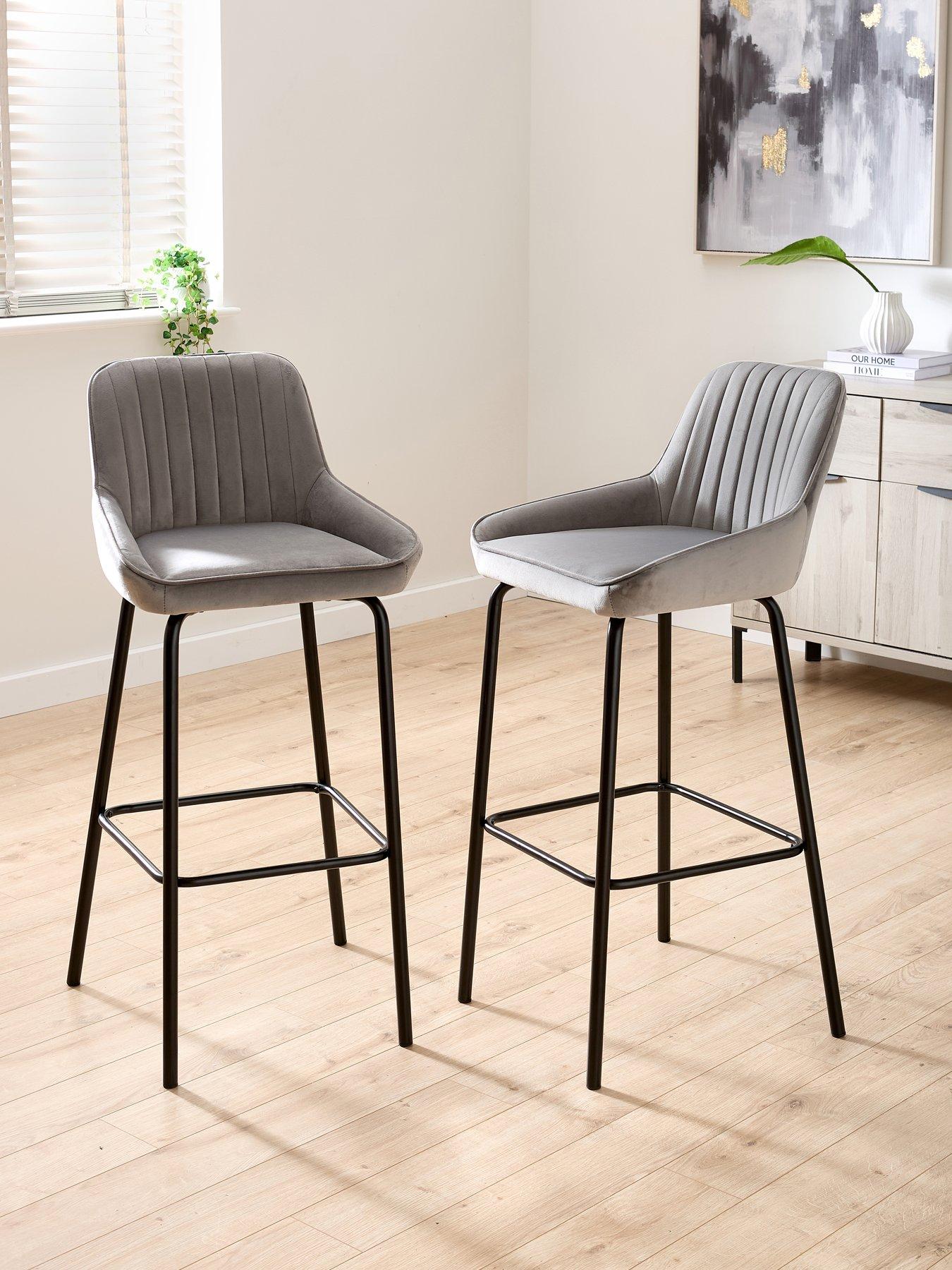 Image 1 of 7 of Very Home Marlow Pair Of Velvet Bar Stools - FSC&reg; Certified