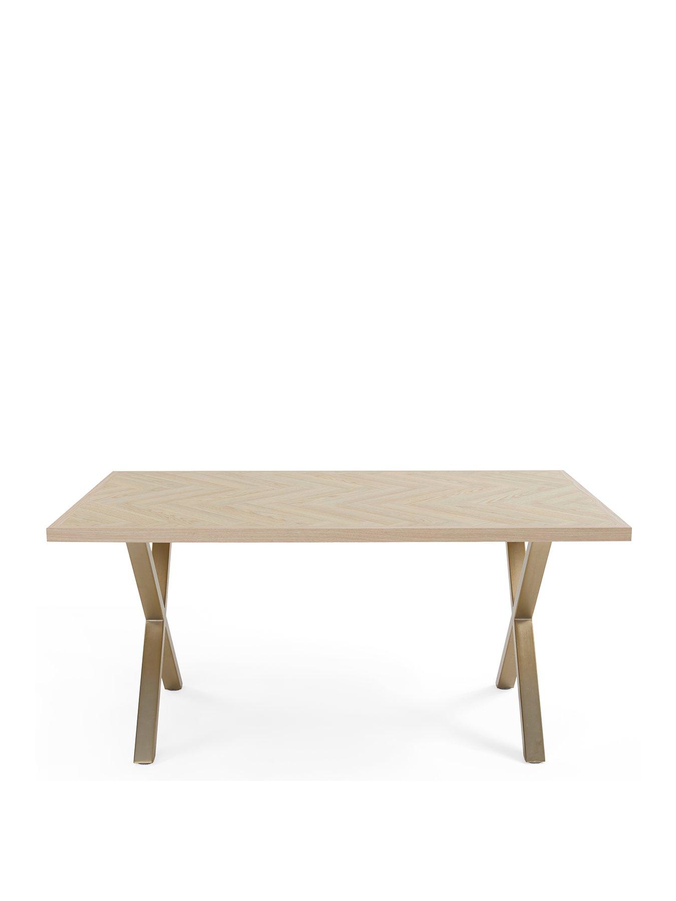 Image 2 of 6 of Very Home Kaia 160cm Brass Herringbone Dining Table - FSC&reg; Certified