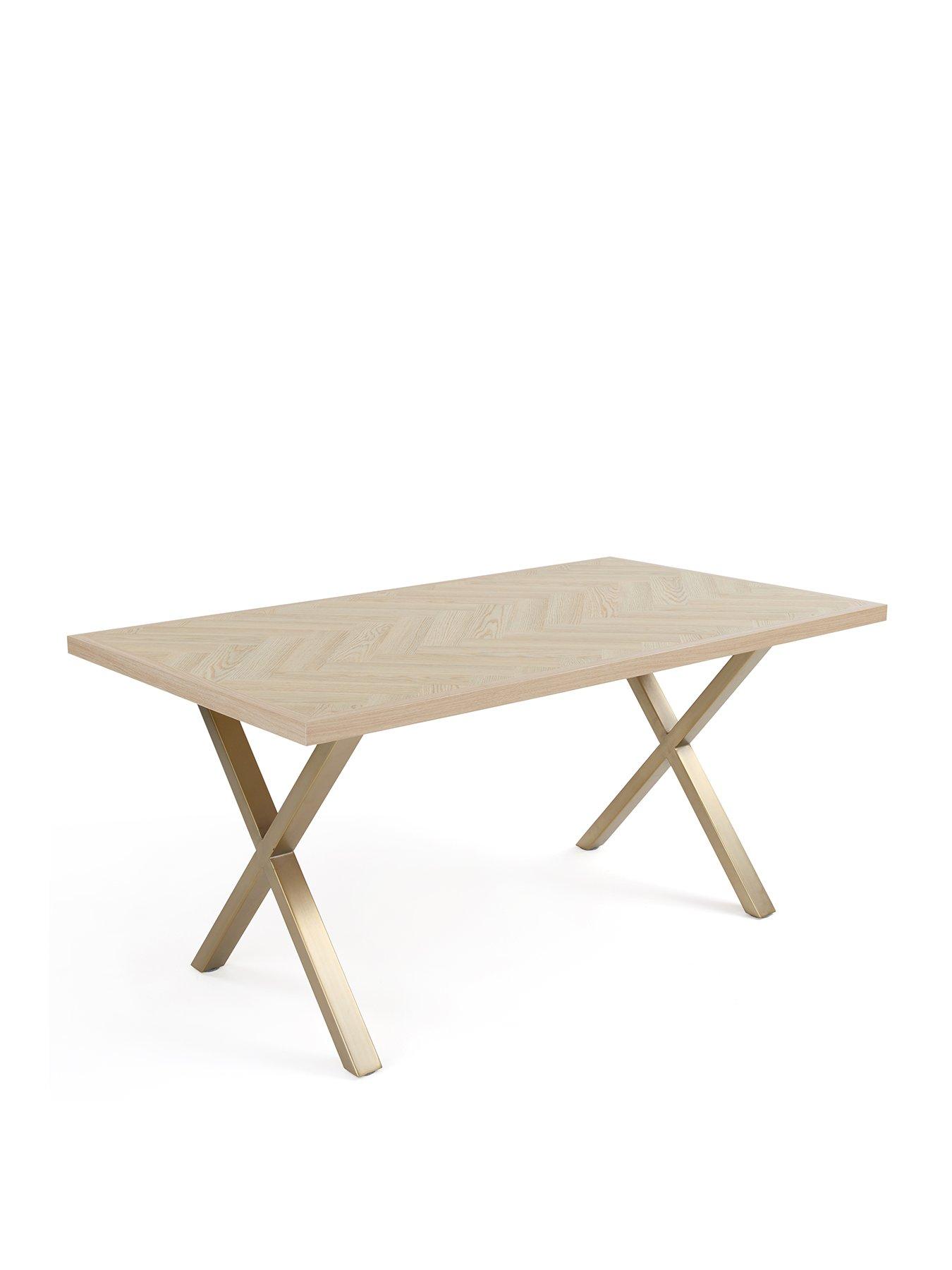 Image 3 of 6 of Very Home Kaia 160cm Brass Herringbone Dining Table - FSC&reg; Certified