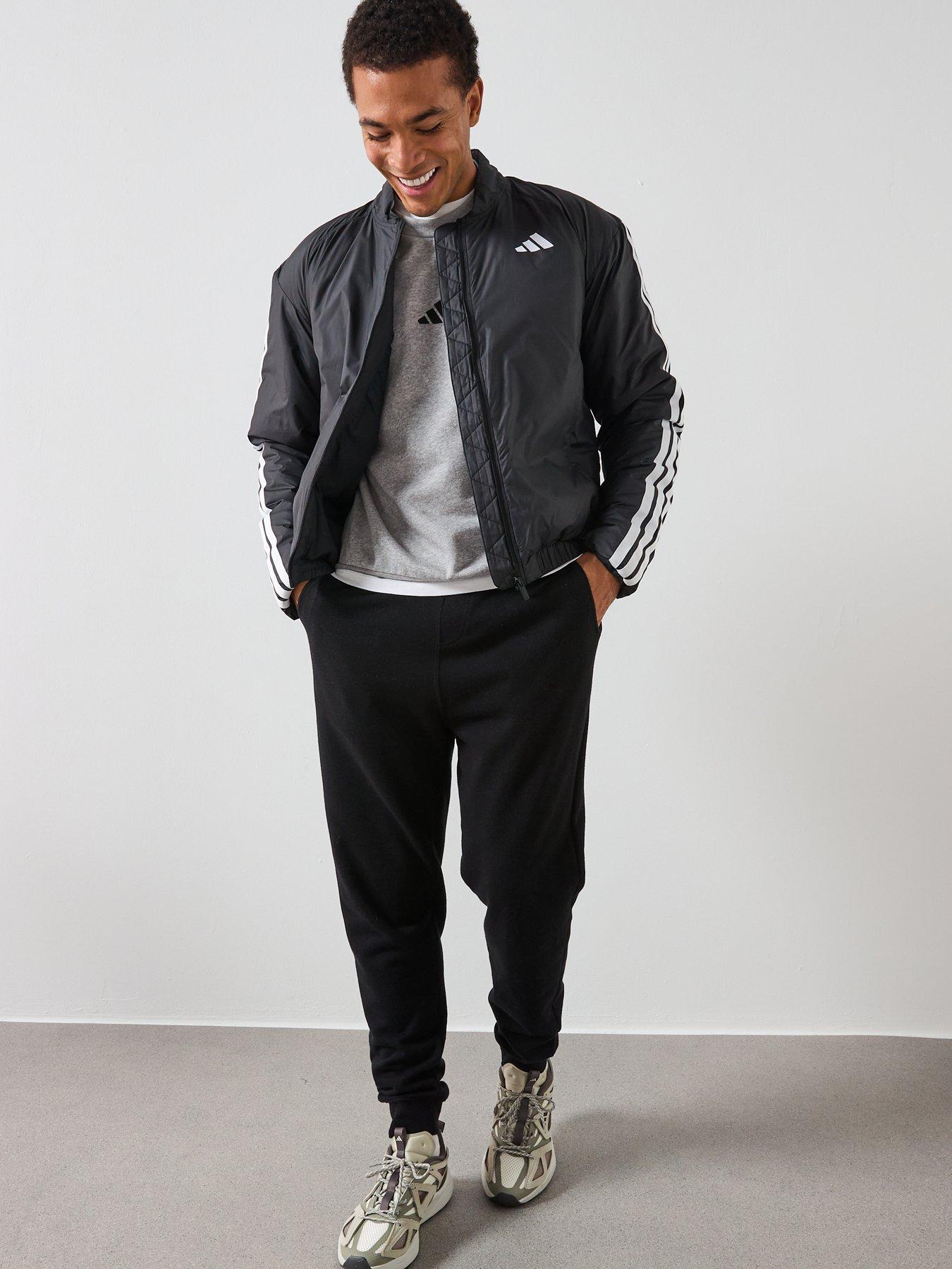  image of adidas-sportswear-mens-essentials-climawarm-3-stripes-bomber-jacket-black