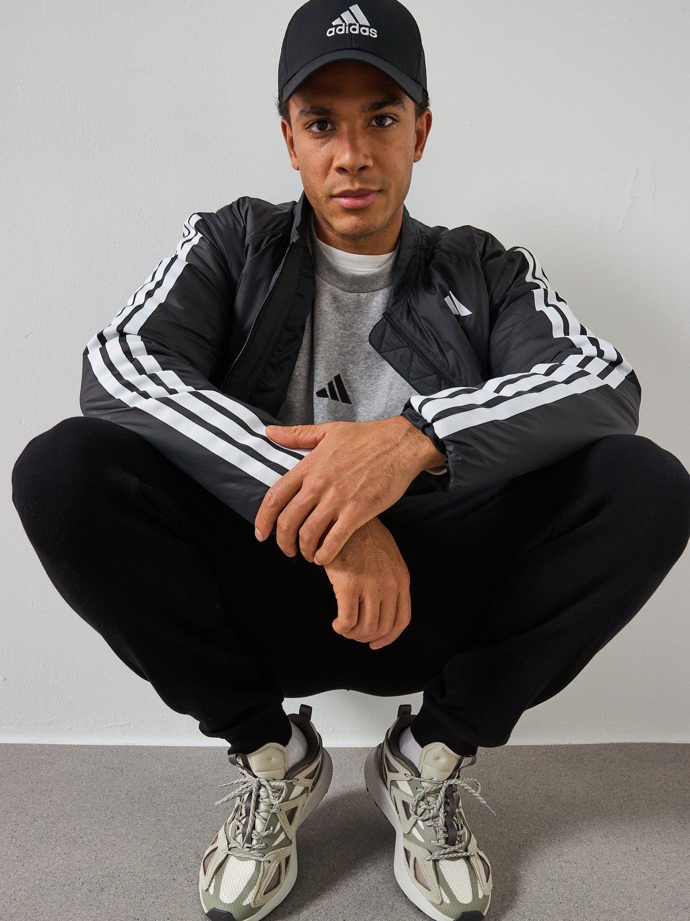  image of adidas-sportswear-mens-essentials-climawarm-3-stripes-bomber-jacket-black