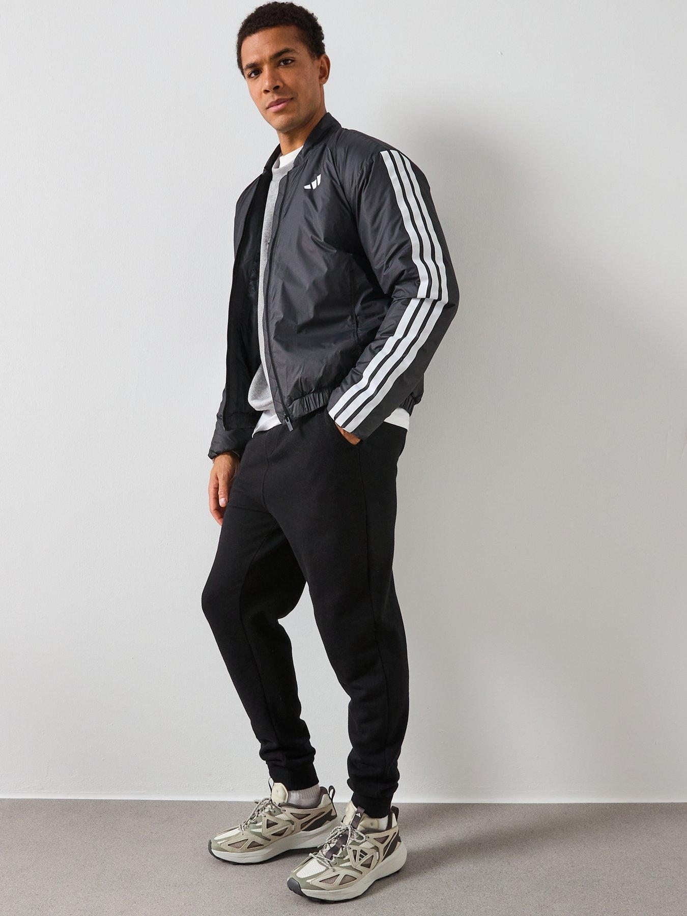  image of adidas-sportswear-mens-essentials-climawarm-3-stripes-bomber-jacket-black