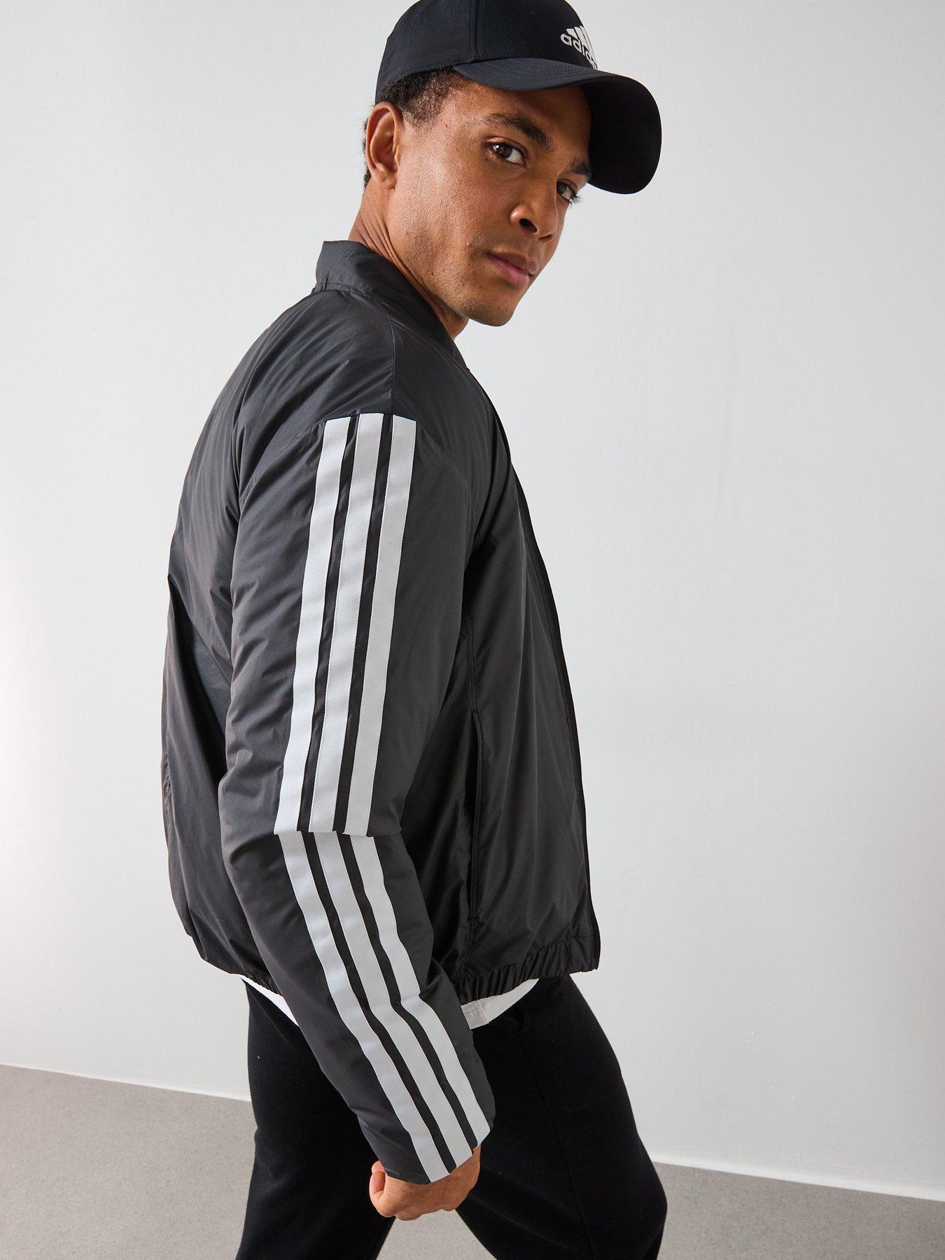  image of adidas-sportswear-mens-essentials-climawarm-3-stripes-bomber-jacket-black