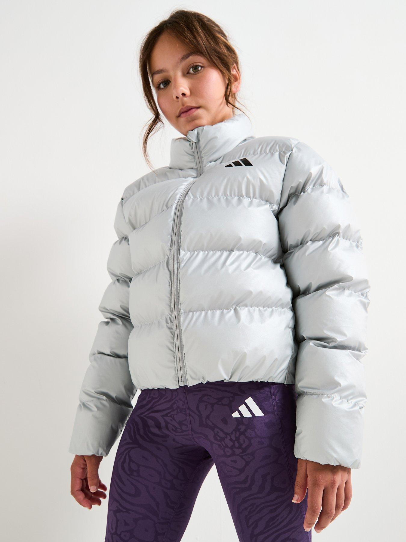  image of adidas-sportswear-junior-unisex-synthetic-down-glam-jacket-silver