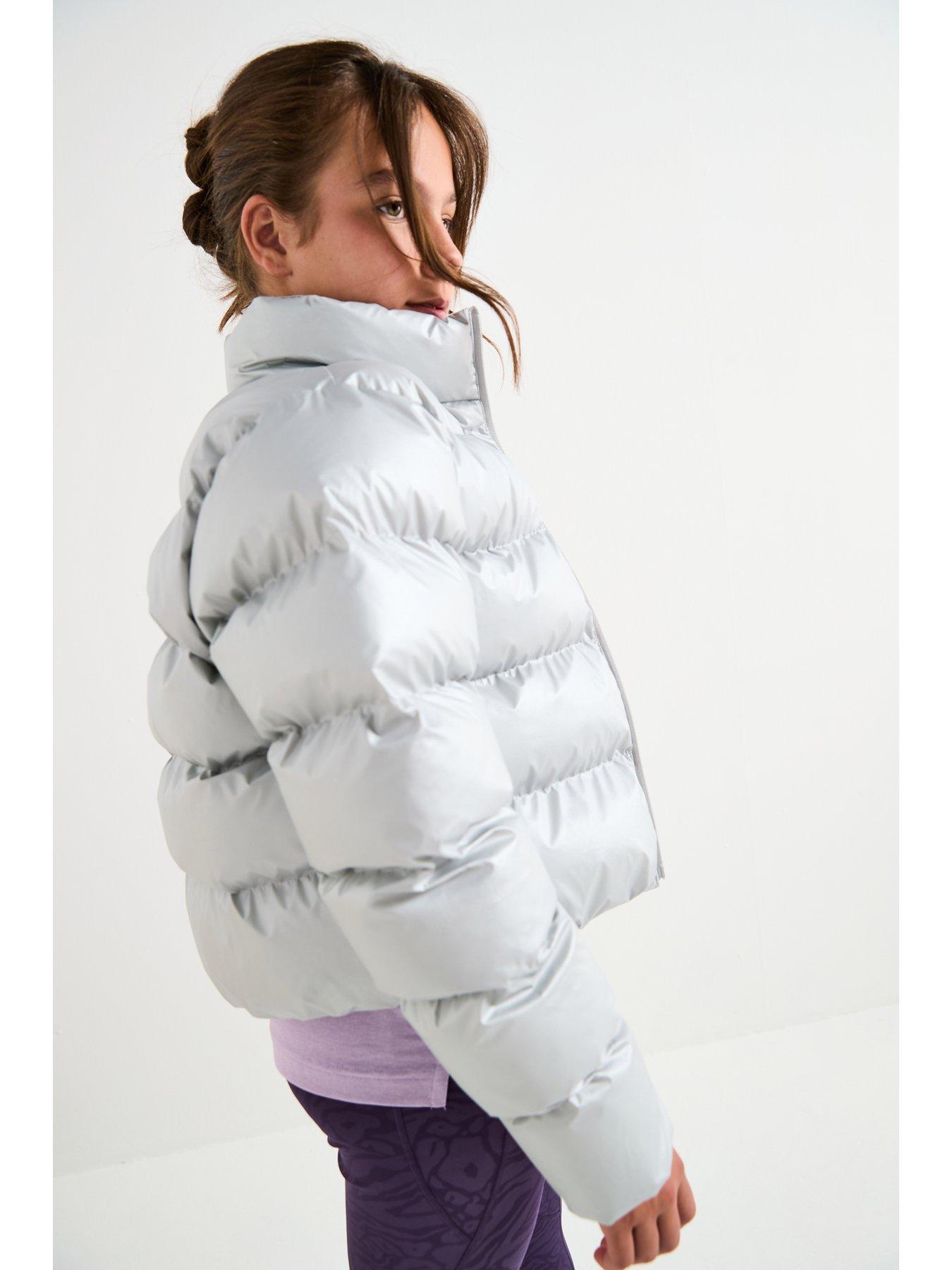  image of adidas-sportswear-junior-unisex-synthetic-down-glam-jacket-silver
