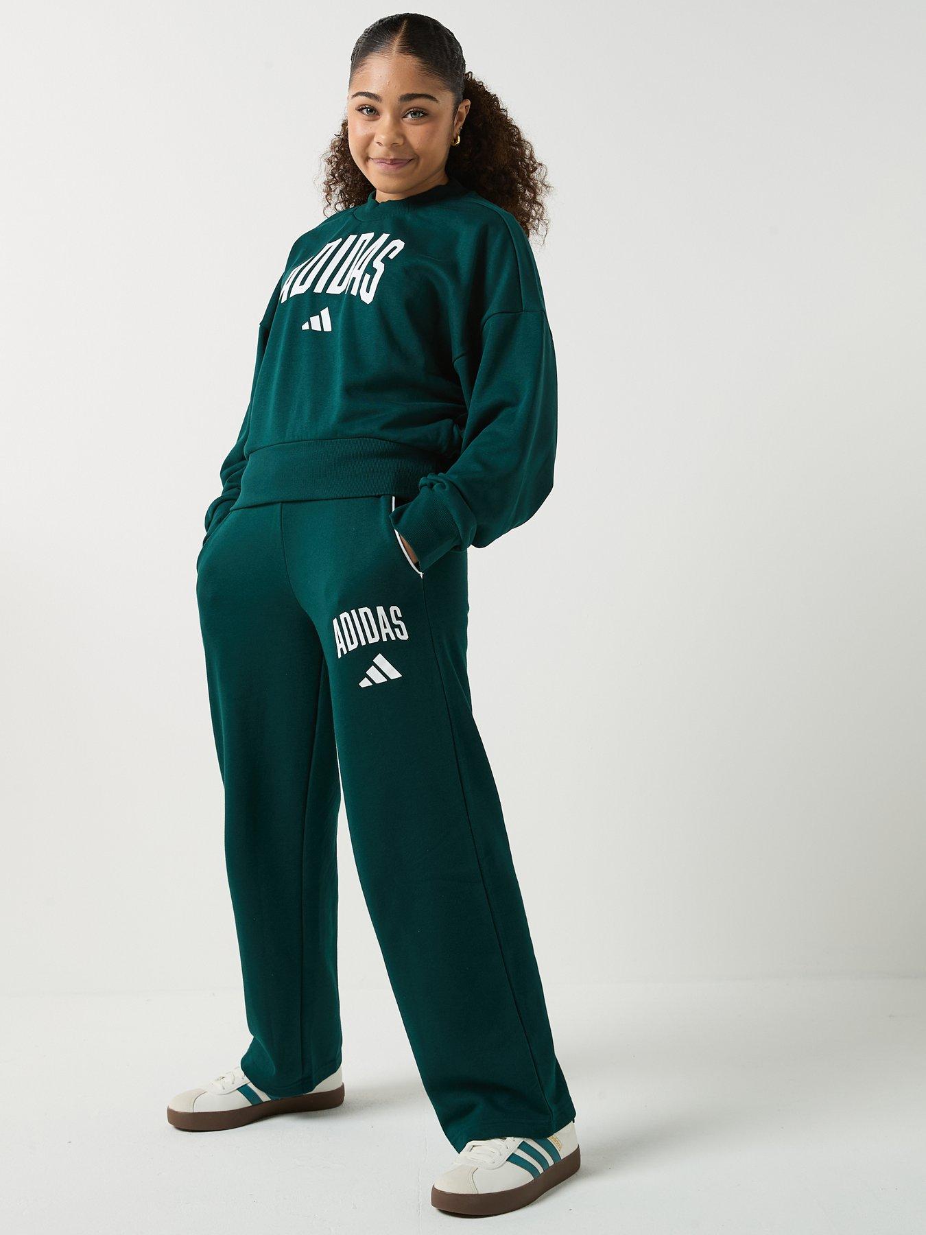  image of adidas-sportswear-junior-girls-crew-sweat-green