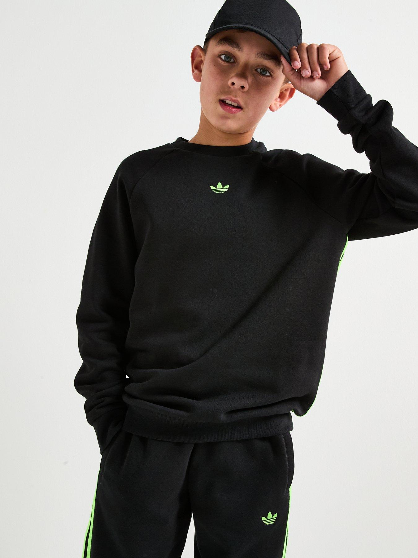  image of adidas-originals-junior-unisex-adicolour-crew-jumper-black