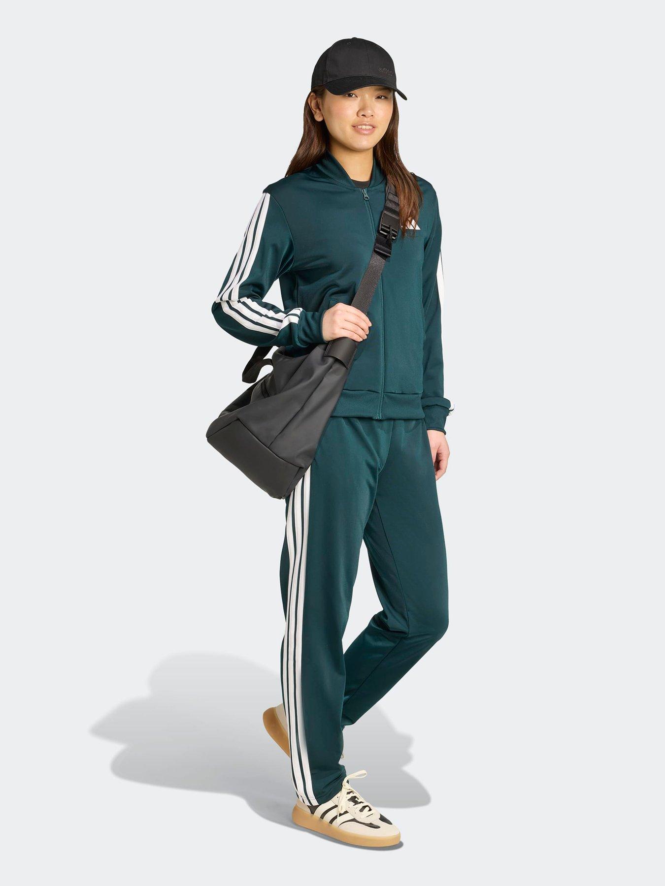 Image 3 of 5 of adidas Sportswear Women's Essentials 3-Stripes Tracksuit - Green