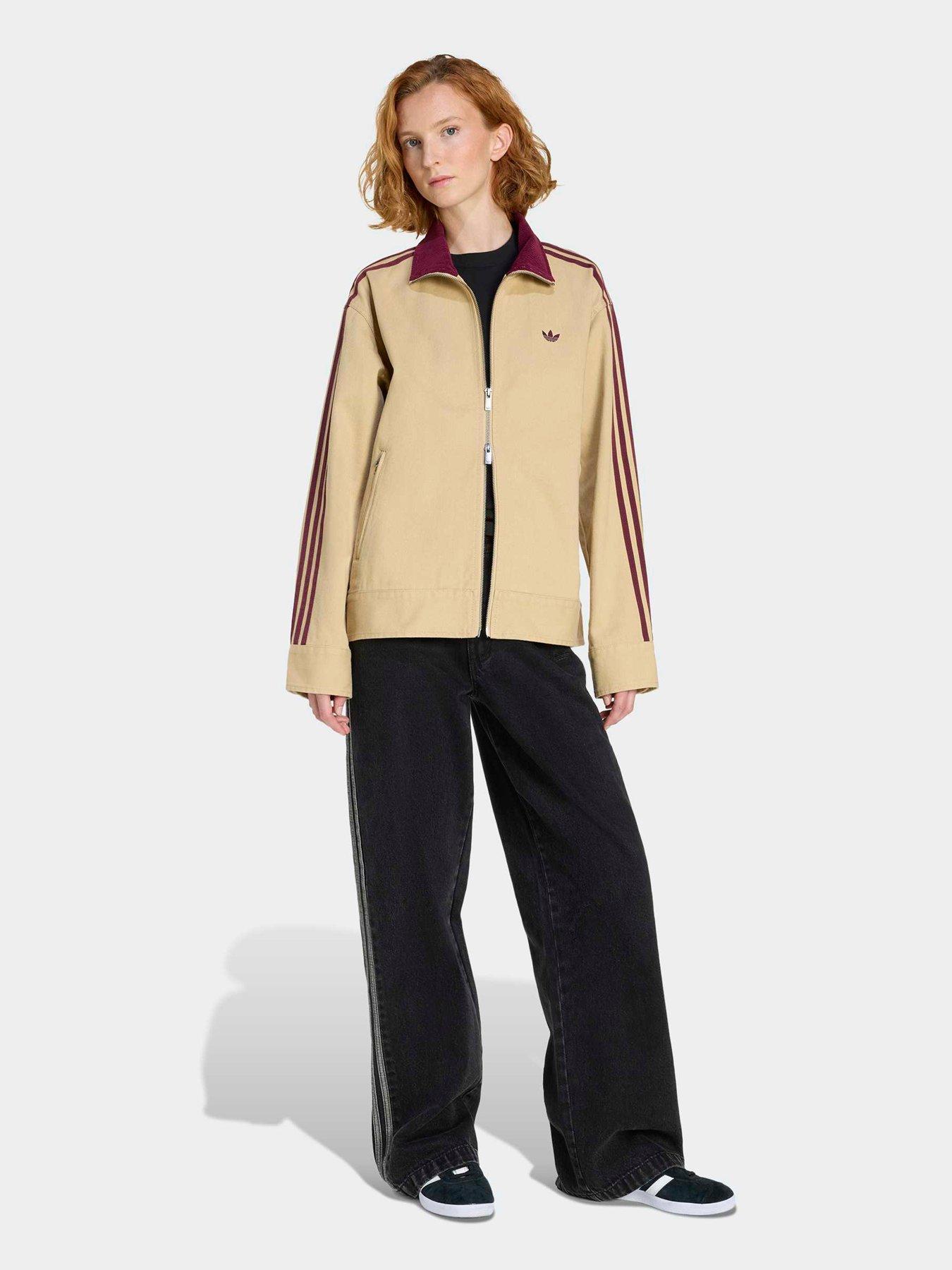  image of adidas-originals-womens-twill-firebird-jacket-khaki