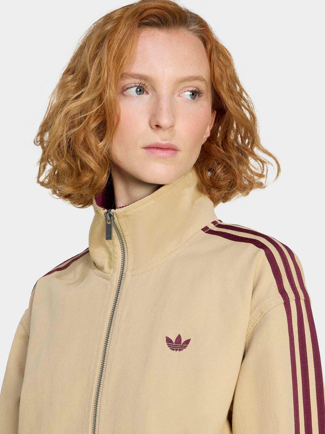  image of adidas-originals-womens-twill-firebird-jacket-khaki