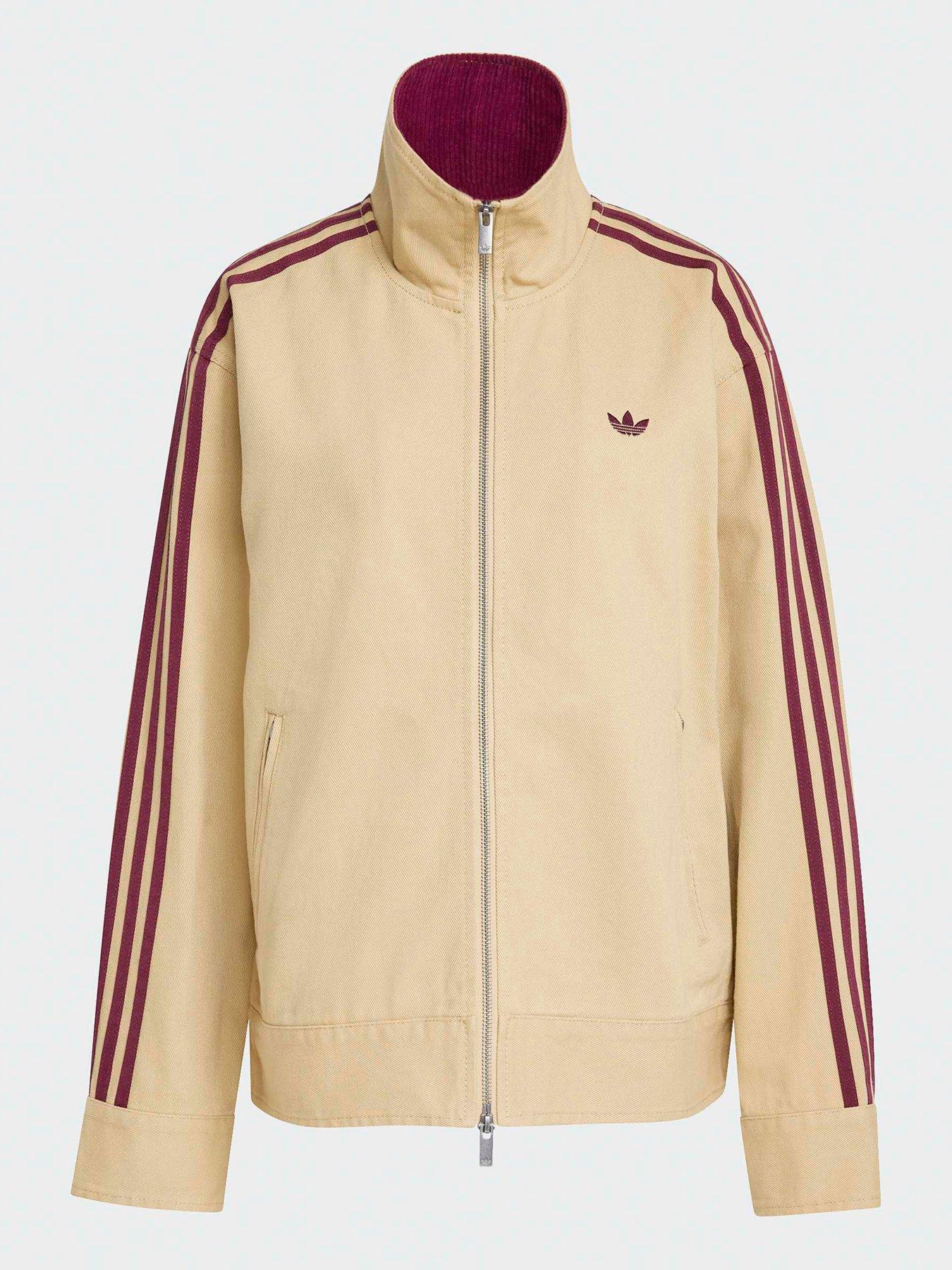  image of adidas-originals-womens-twill-firebird-jacket-khaki