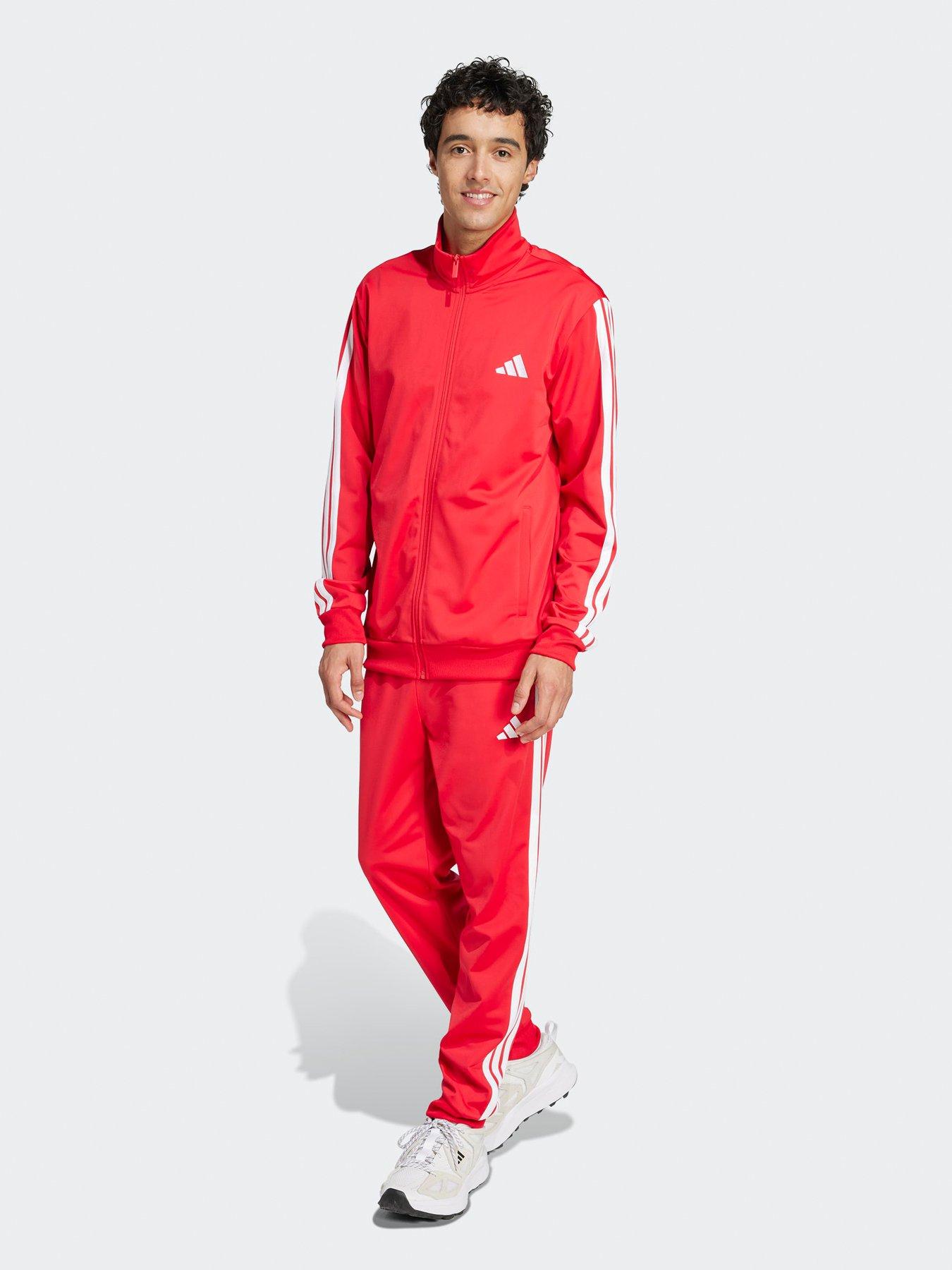 Image 1 of 6 of adidas Sportswear Men's Sportswear Basic 3-stripes Tricot Tracksuit - Red
