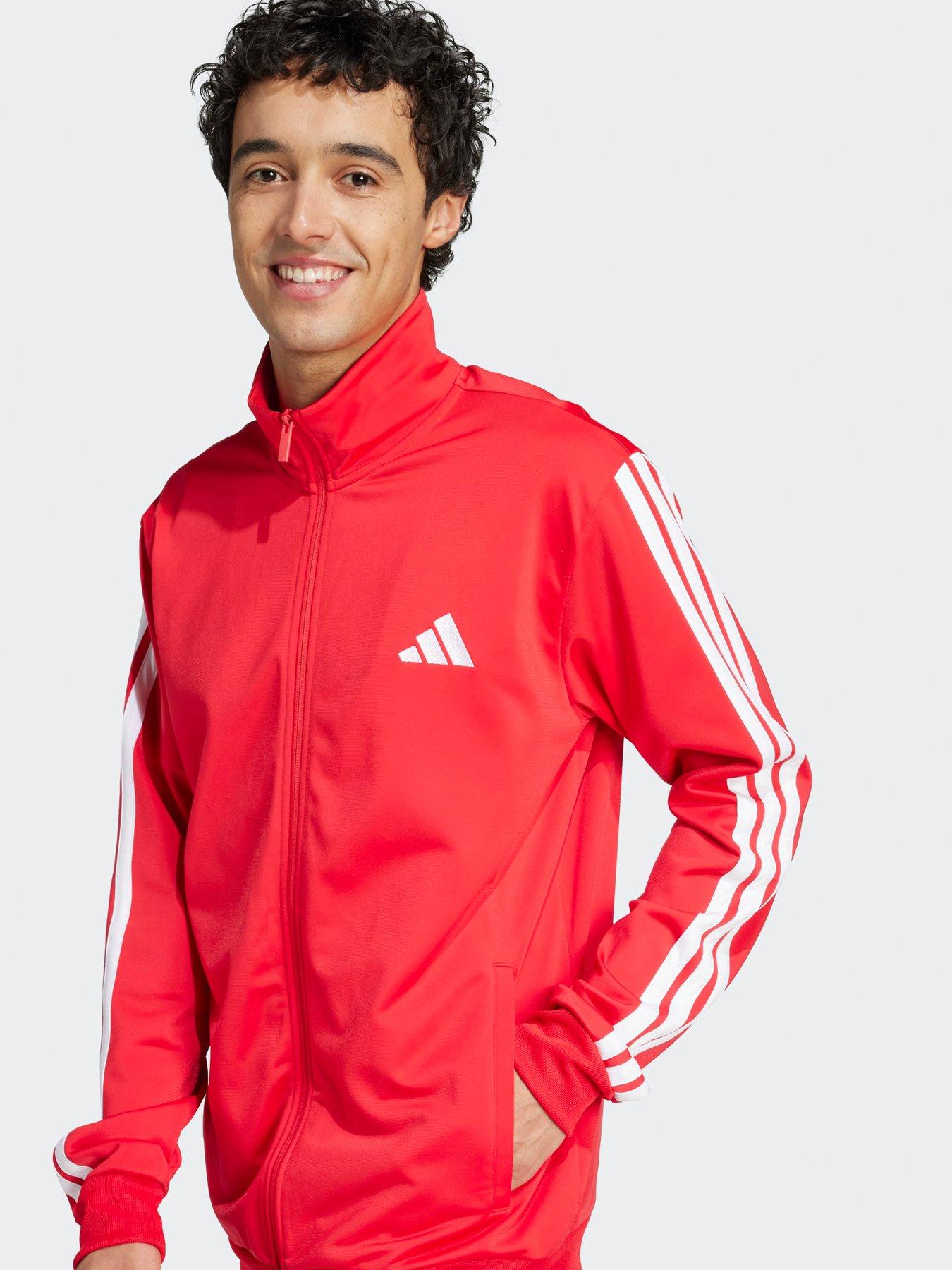 Image 4 of 6 of adidas Sportswear Men's Sportswear Basic 3-stripes Tricot Tracksuit - Red