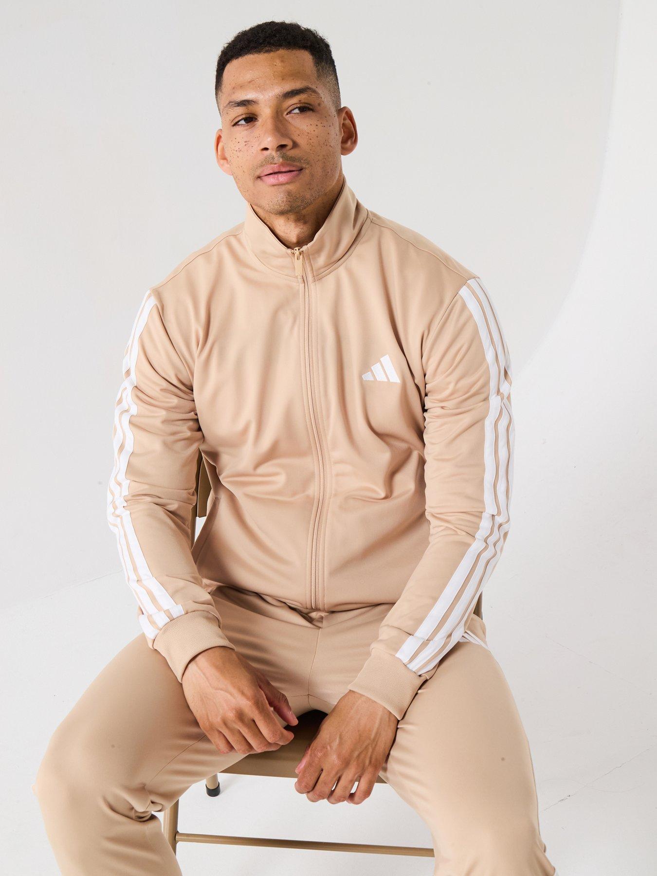 Image 3 of 6 of adidas Sportswear Men's Sportswear Basic 3-stripes Tricot Tracksuit - Beige