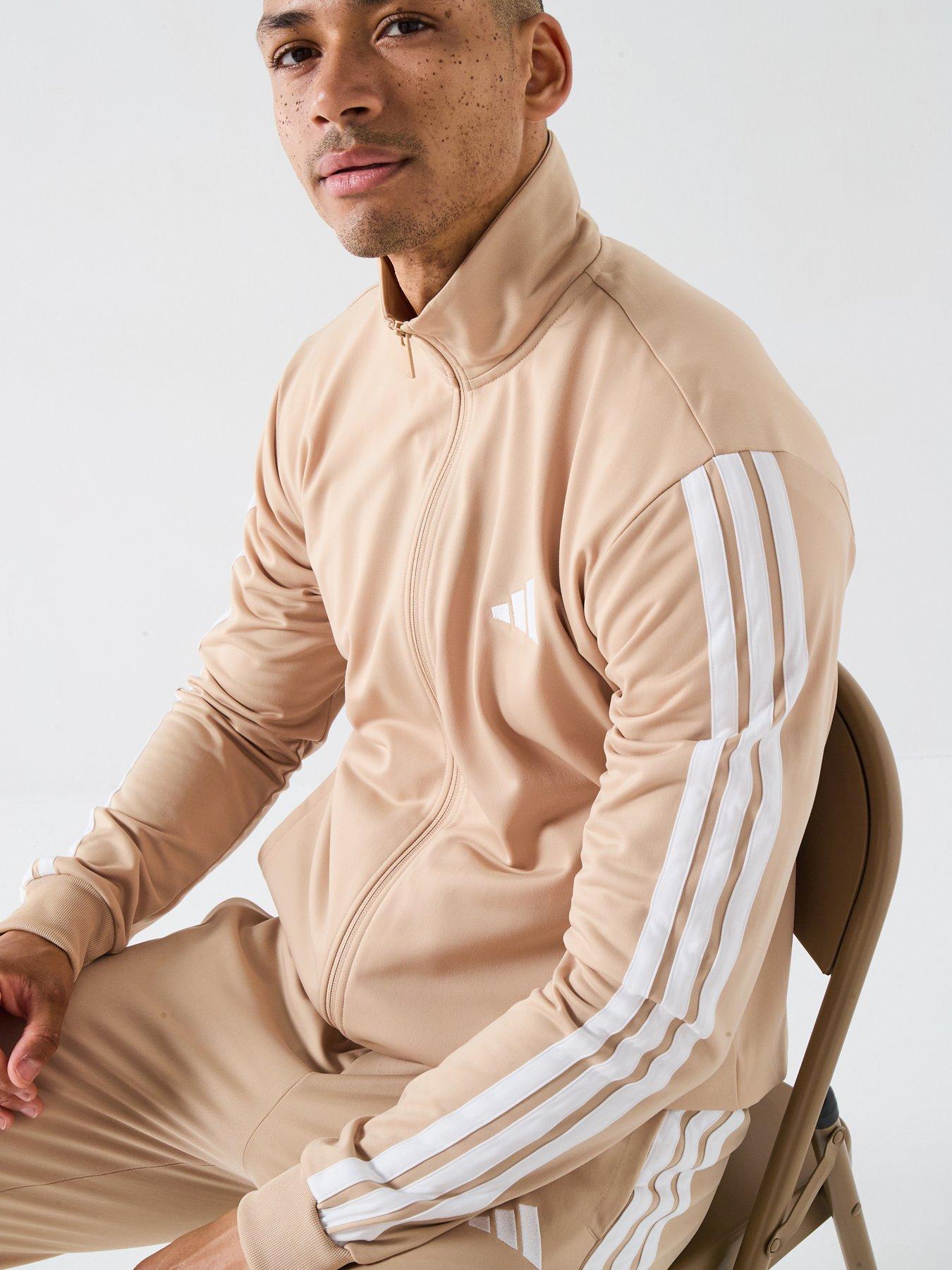 Image 6 of 6 of adidas Sportswear Men's Sportswear Basic 3-stripes Tricot Tracksuit - Beige