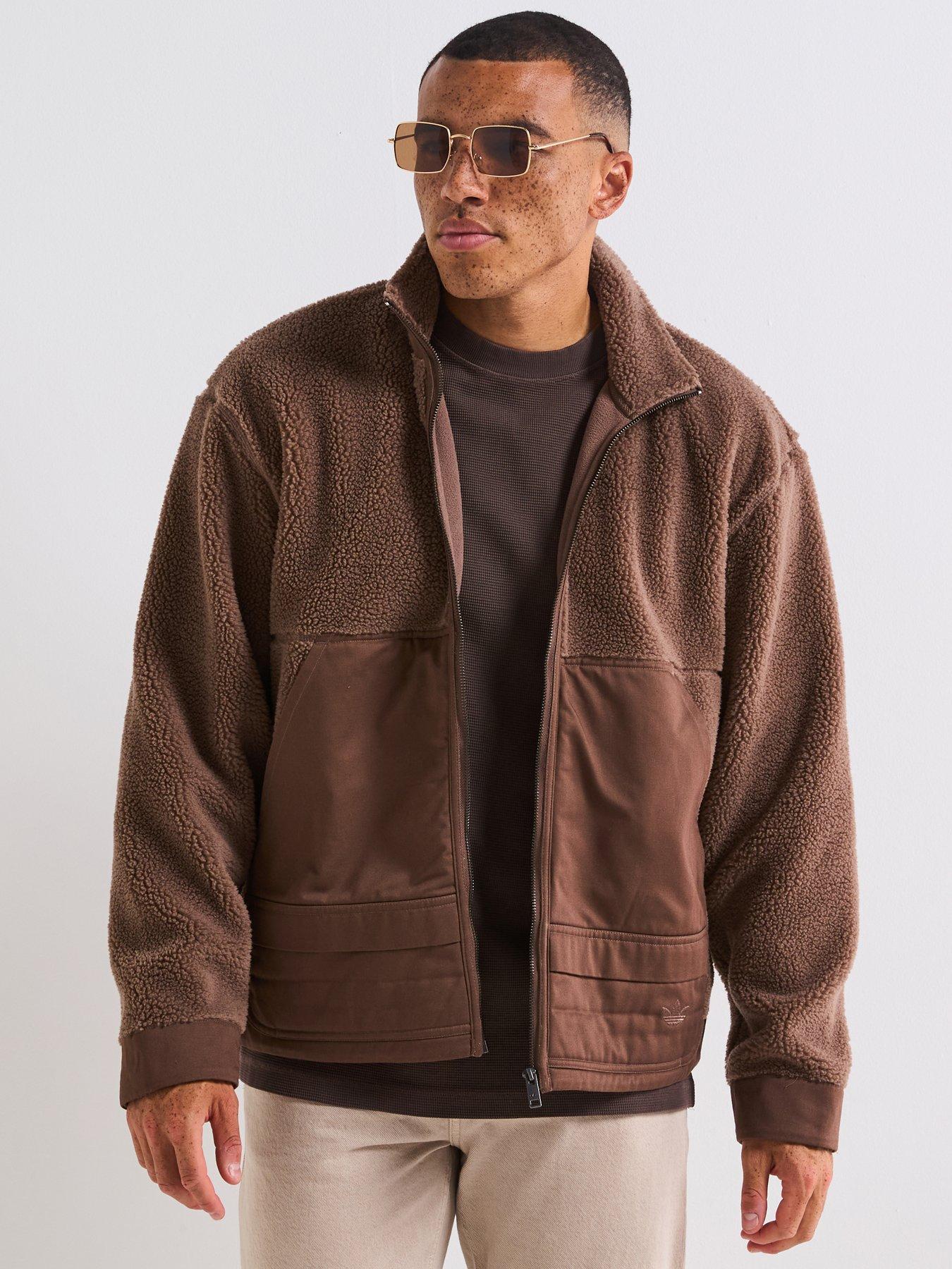  image of adidas-originals-mens-premium-essentials-polarfleece-full-zip-brown