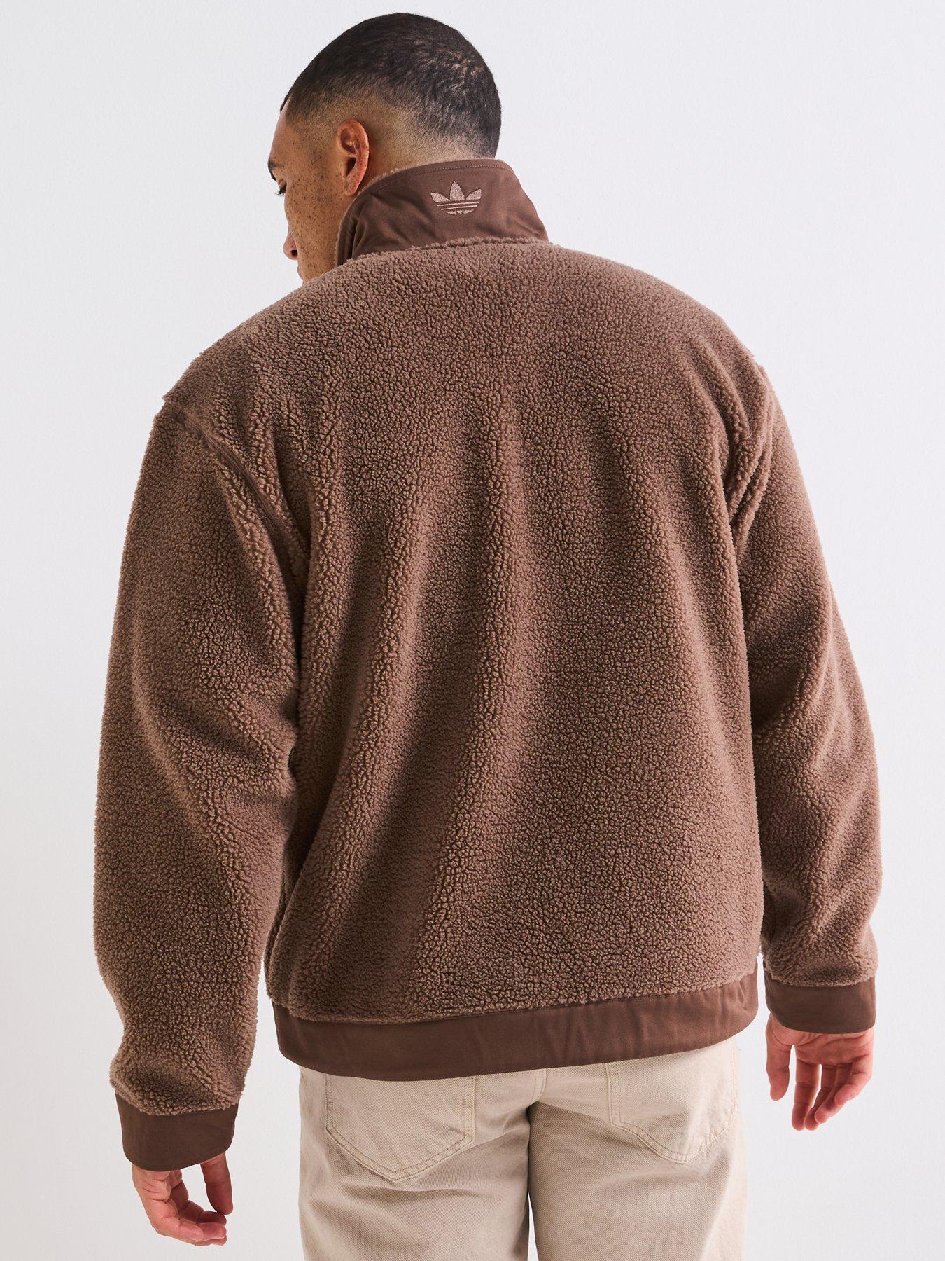 image of adidas-originals-mens-premium-essentials-polarfleece-full-zip-brown