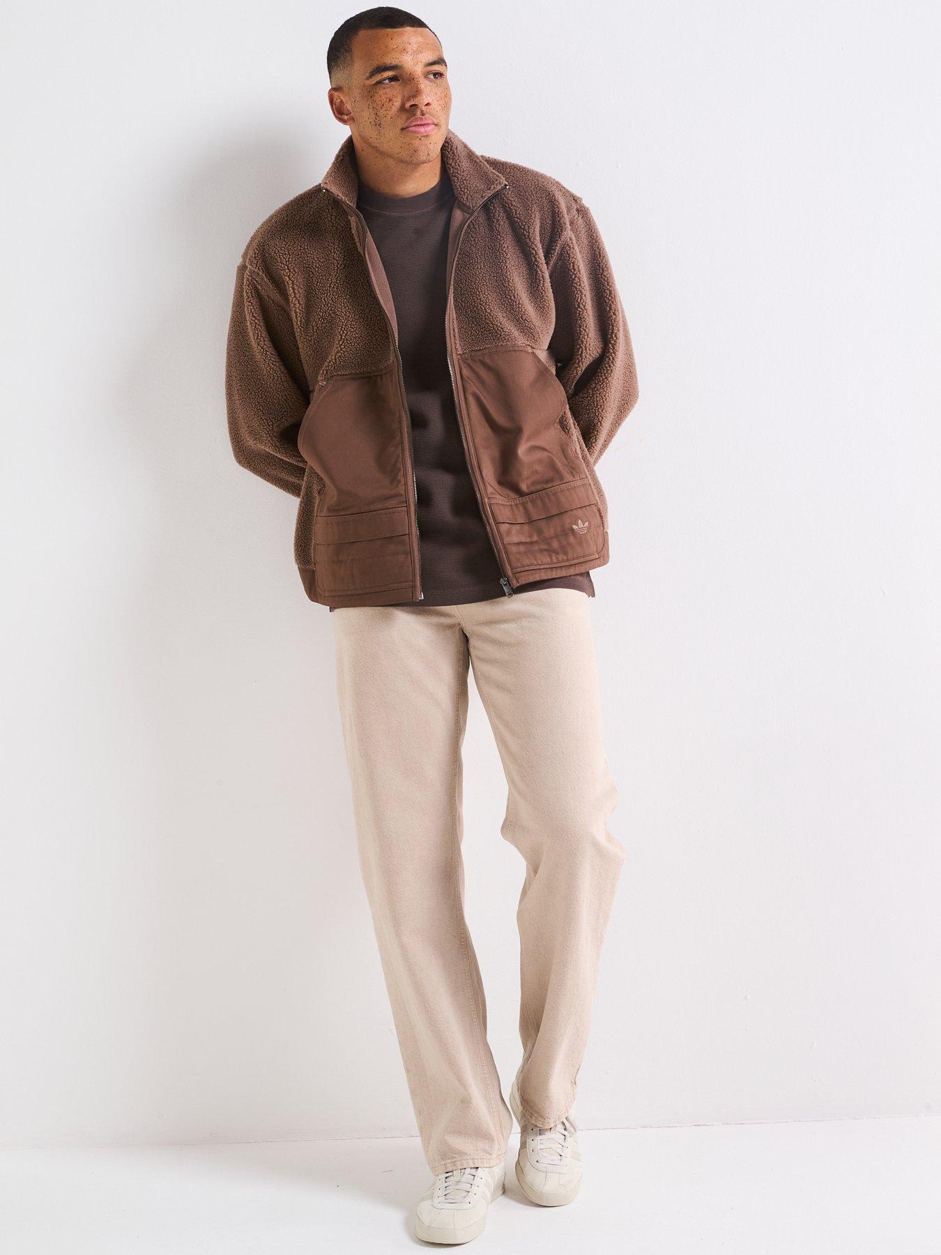  image of adidas-originals-mens-premium-essentials-polarfleece-full-zip-brown