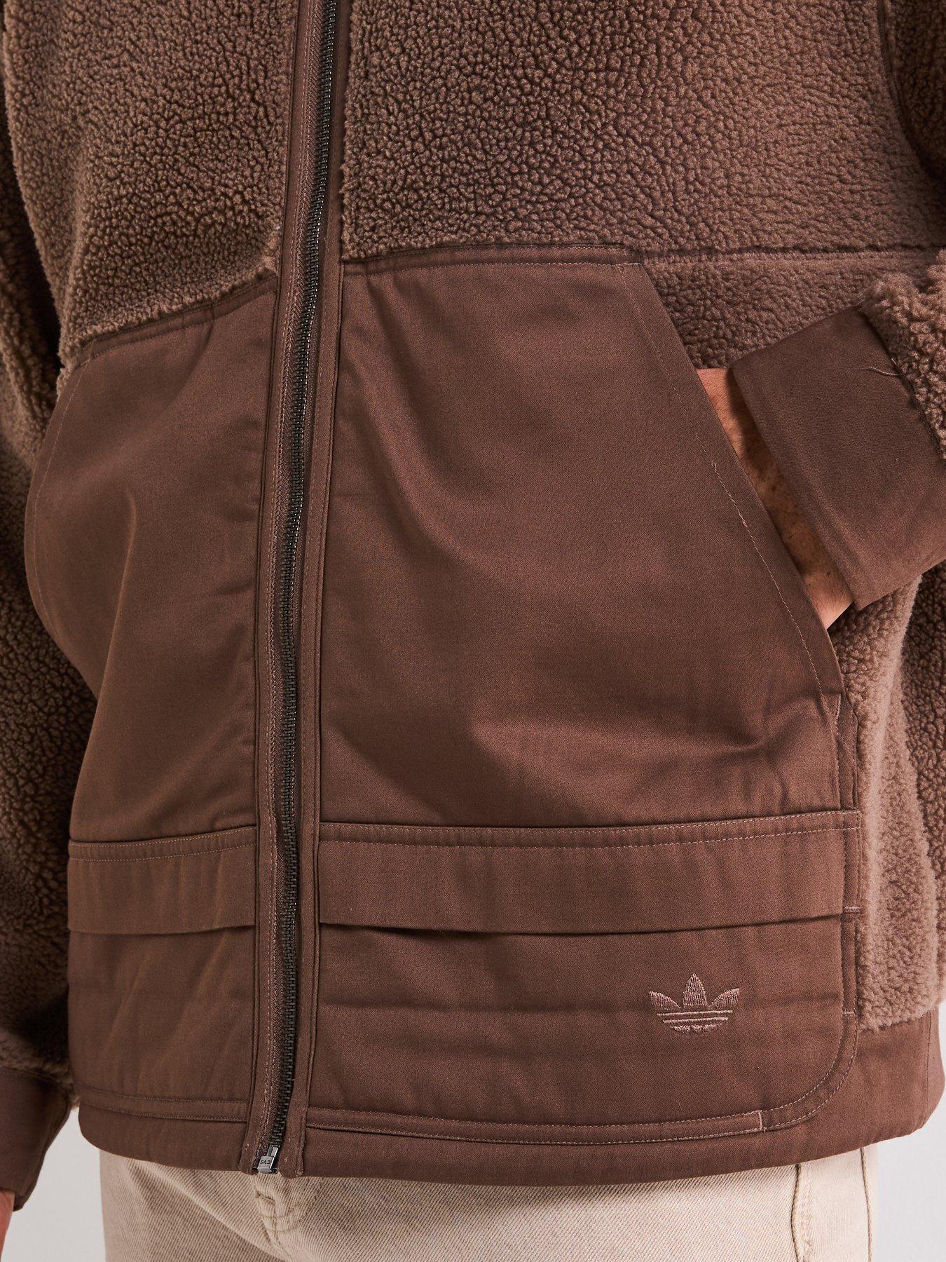  image of adidas-originals-mens-premium-essentials-polarfleece-full-zip-brown