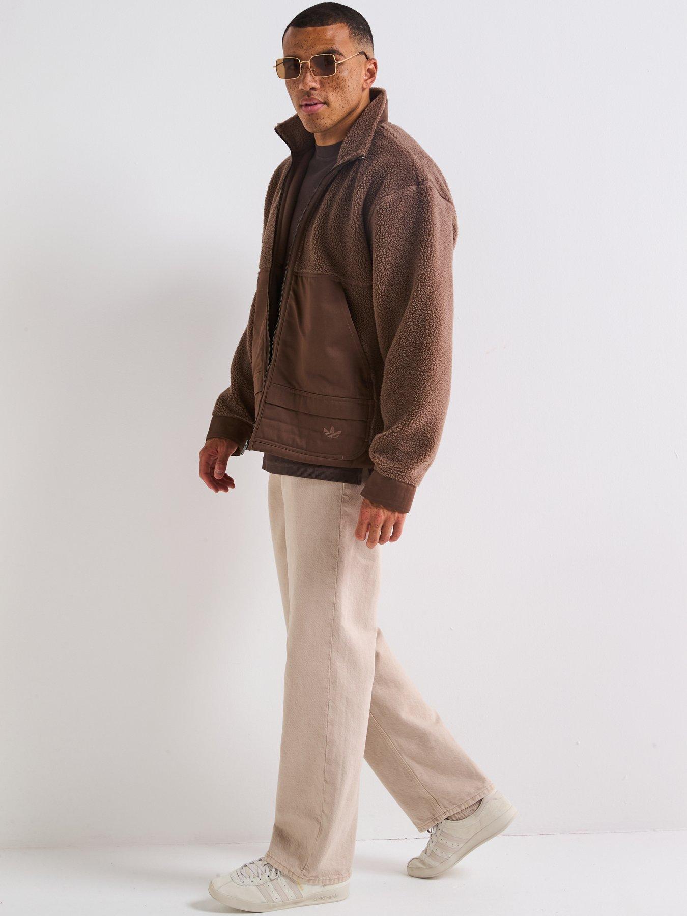  image of adidas-originals-mens-premium-essentials-polarfleece-full-zip-brown