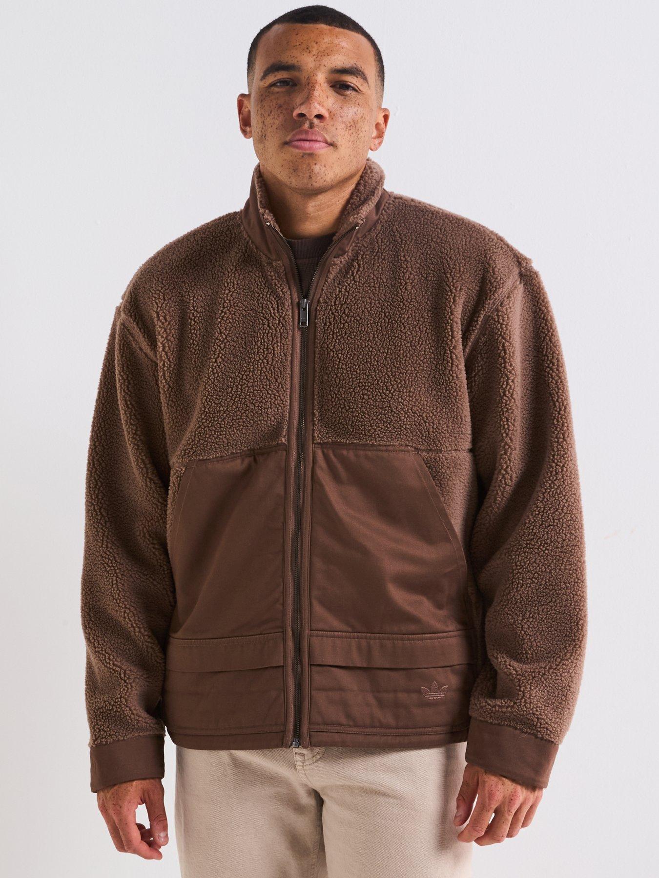  image of adidas-originals-mens-premium-essentials-polarfleece-full-zip-brown