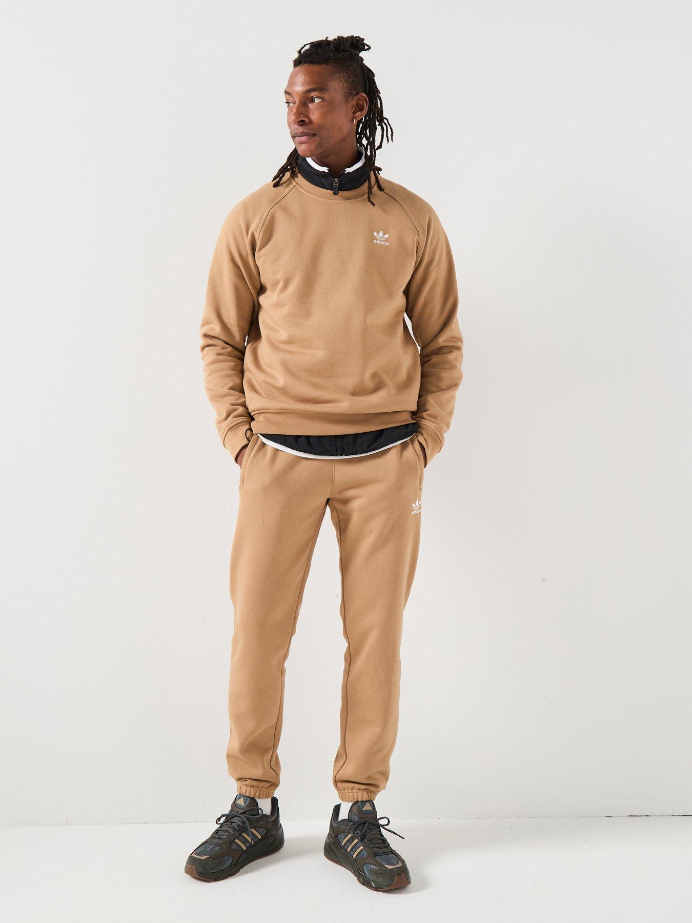  image of adidas-originals-mens-trefoil-essentials-joggers-brown