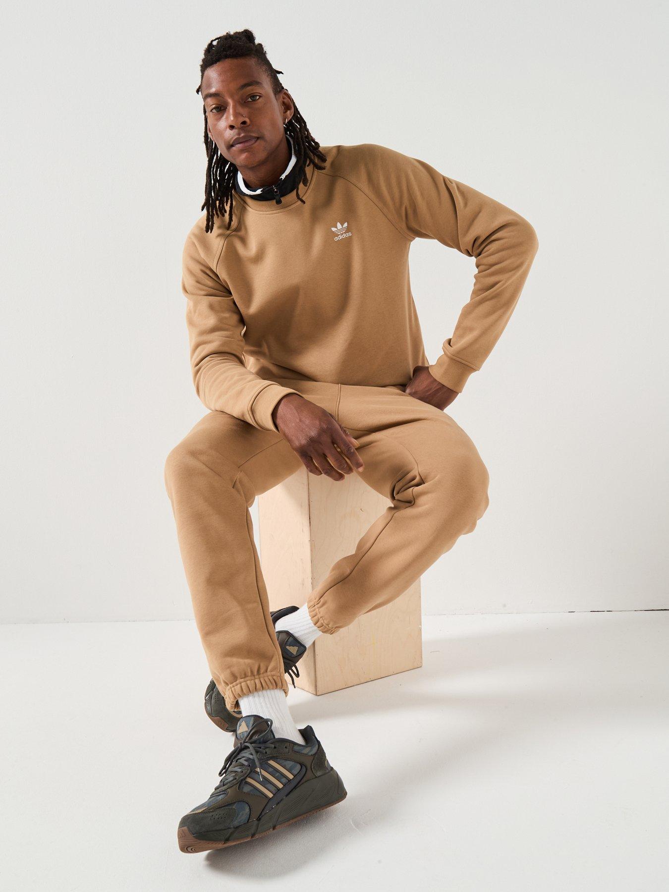  image of adidas-originals-mens-trefoil-essentials-joggers-brown