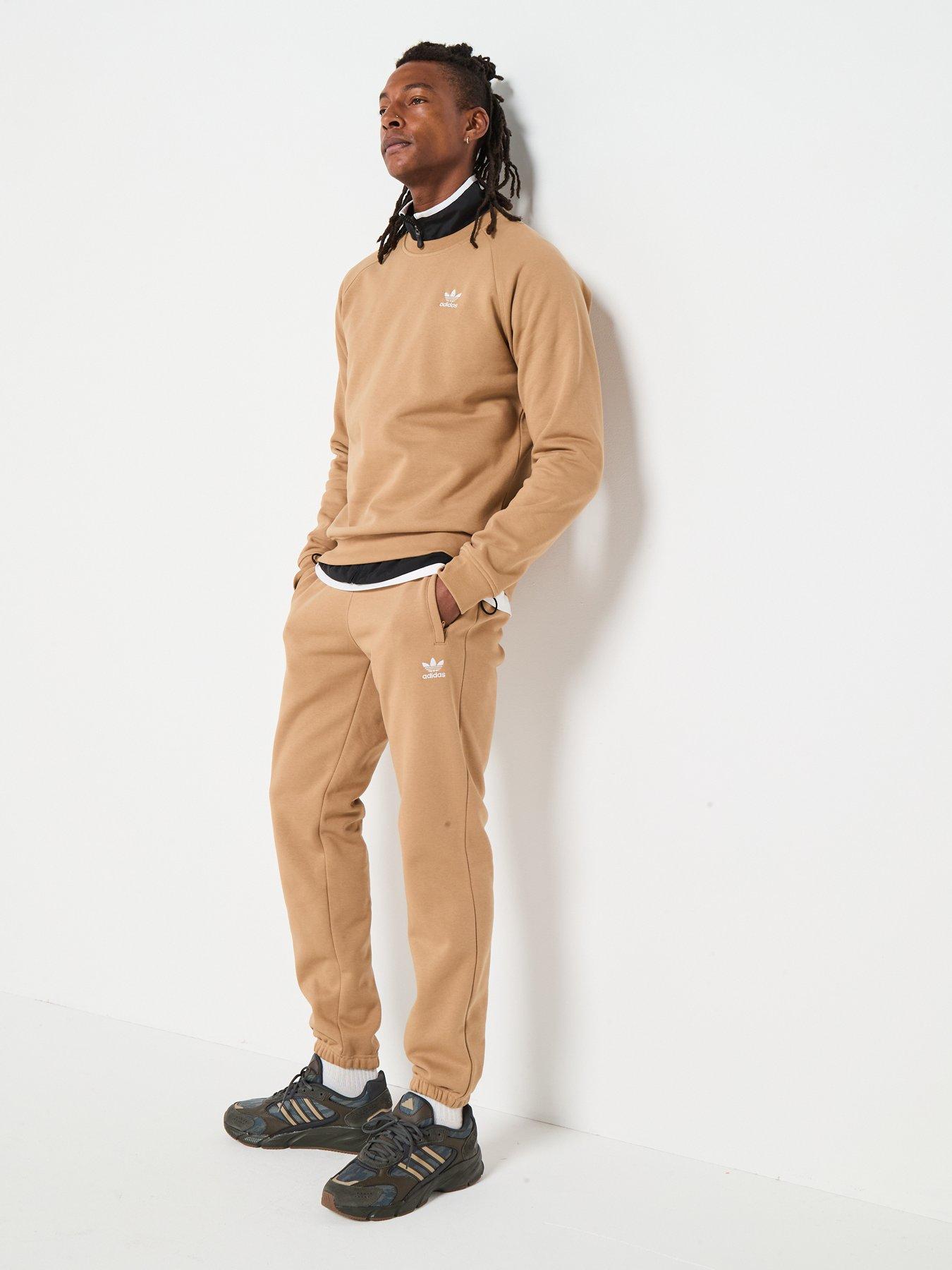  image of adidas-originals-mens-trefoil-essentials-joggers-brown