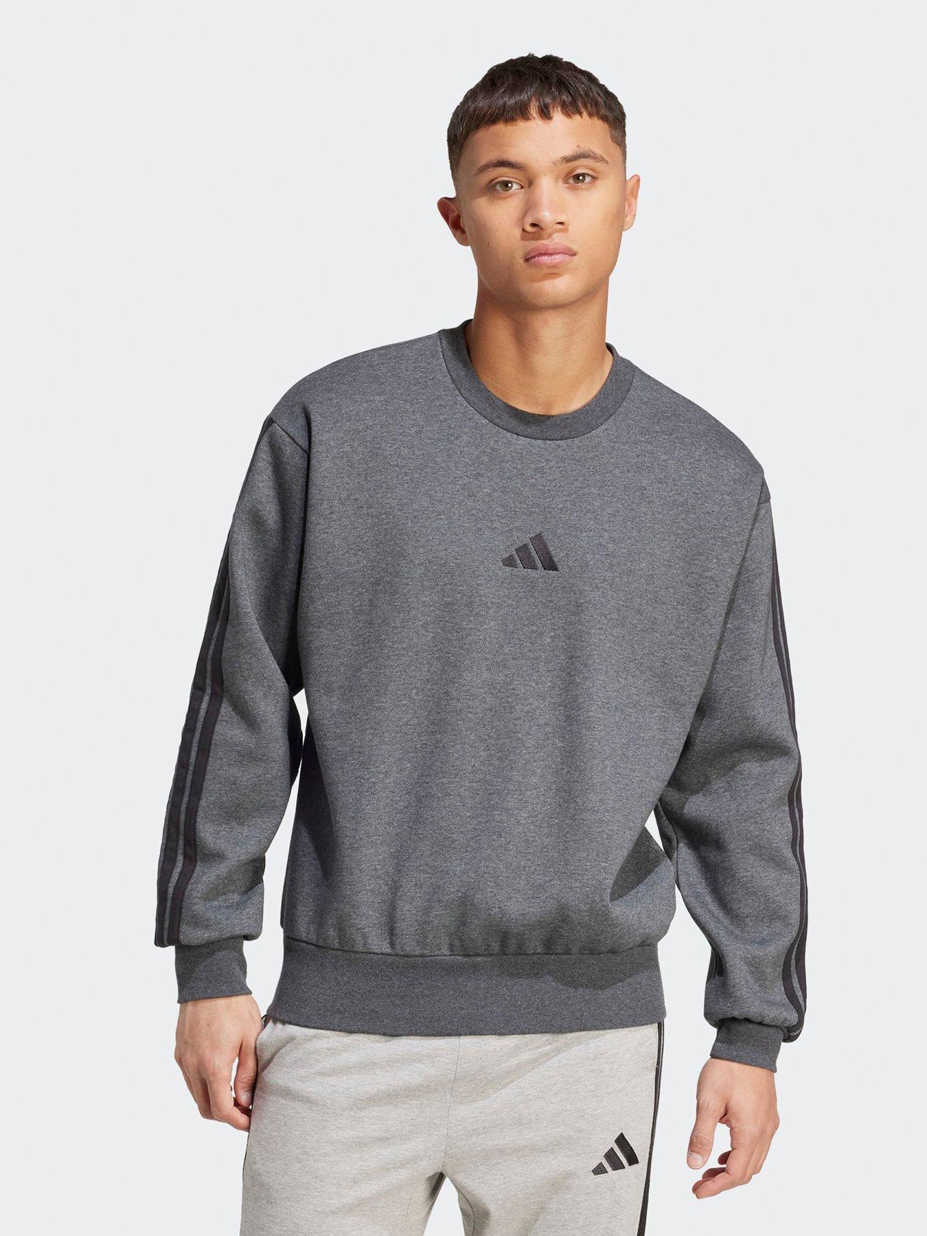 undefined Men's Essentials 3-stripes Fleece Sweatshirt - Grey