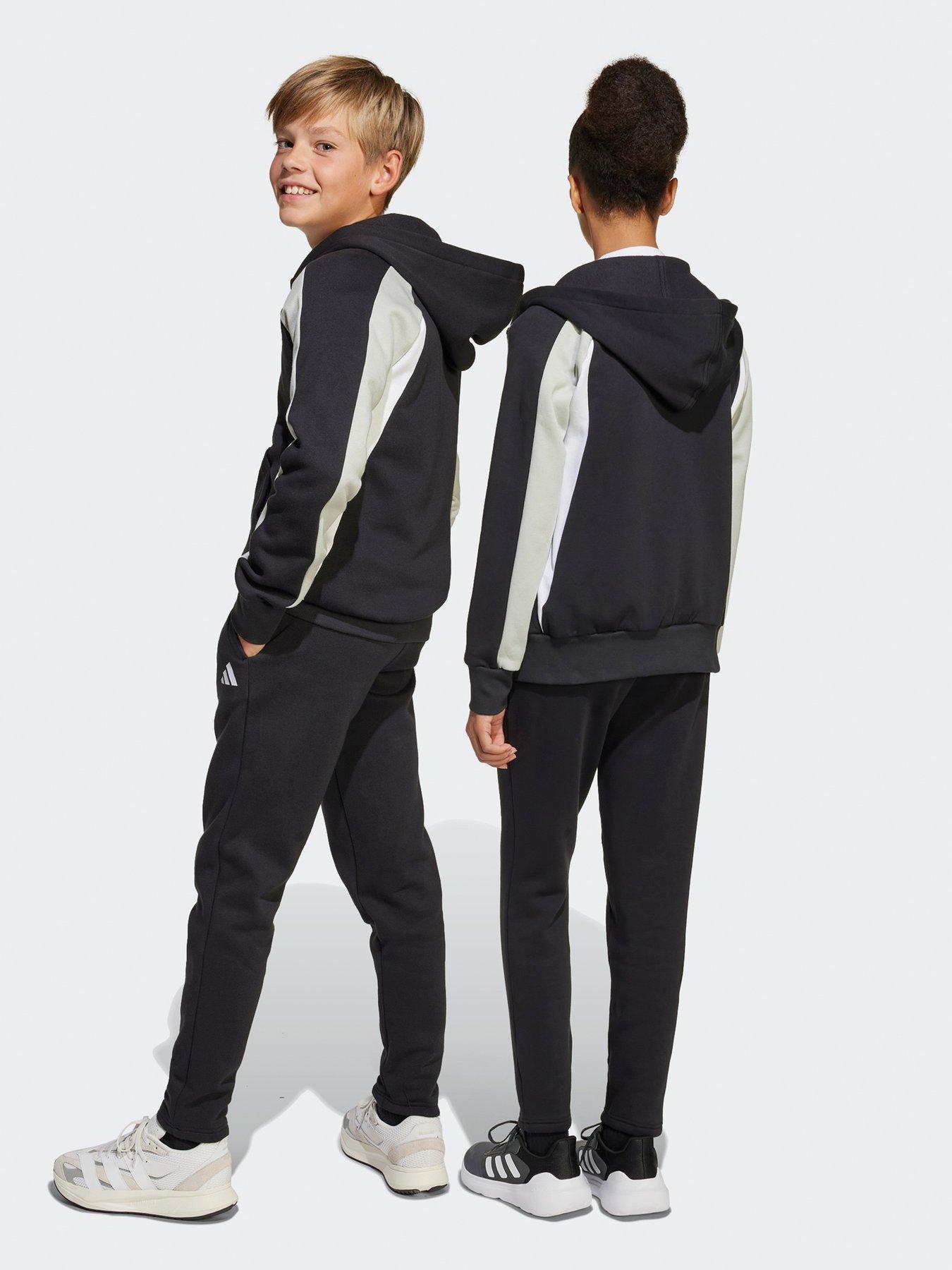 Image 2 of 5 of adidas Sportswear Junior Unisex Seasonal Essentials Colorblock Fleece Tracksuit -black