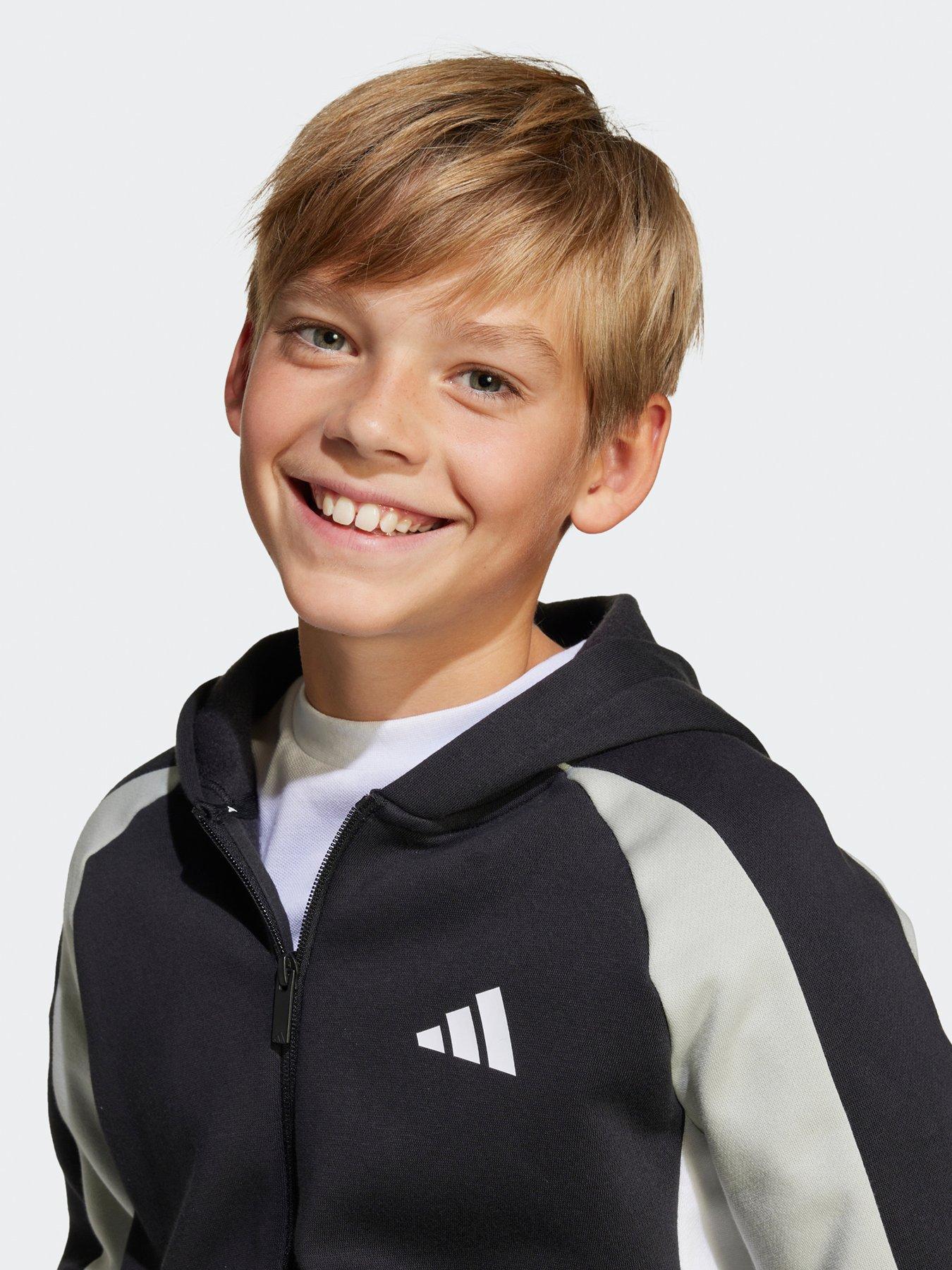 Image 4 of 5 of adidas Sportswear Junior Unisex Seasonal Essentials Colorblock Fleece Tracksuit -black