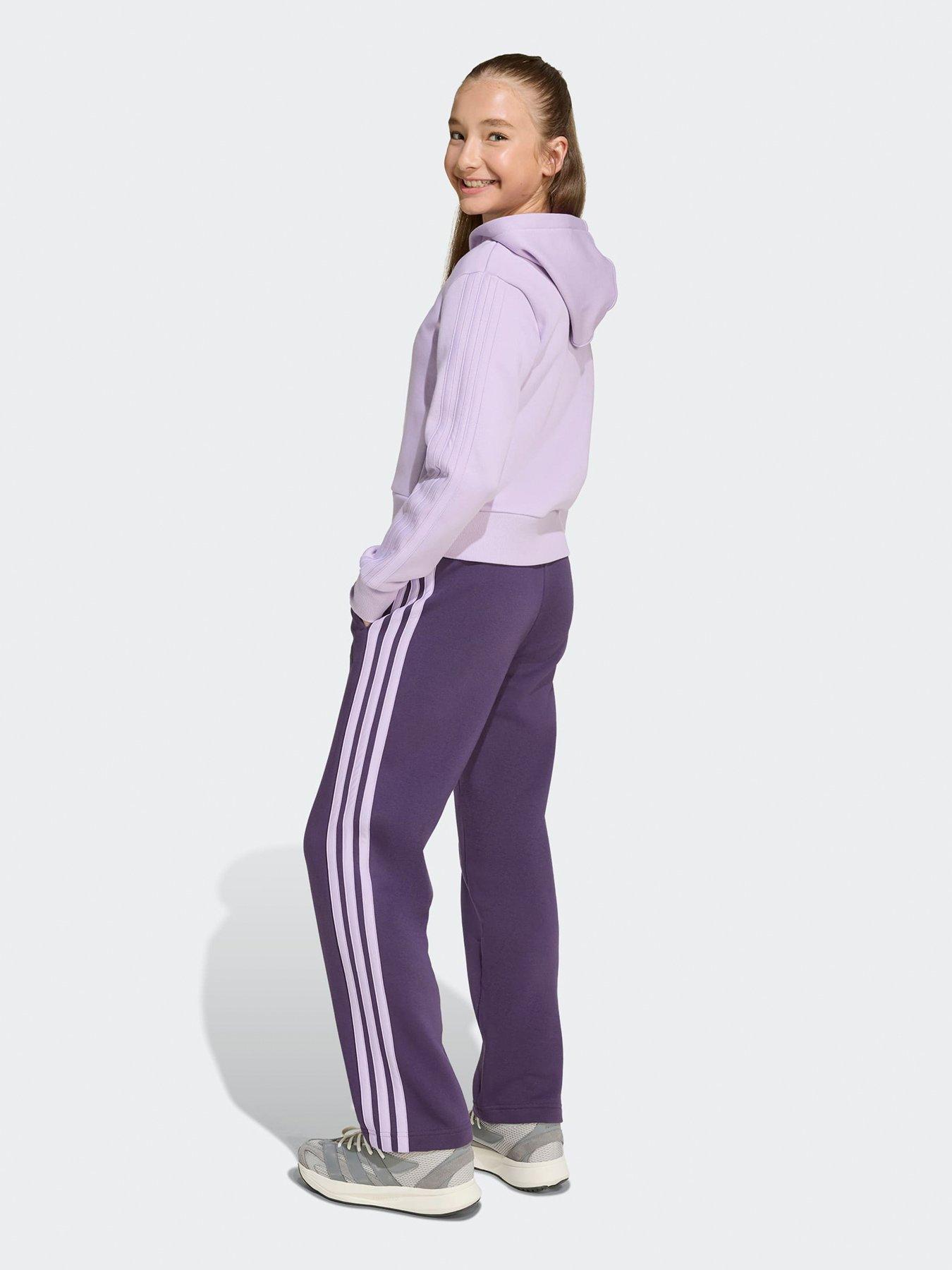  image of adidas-sportswear-junior-girls-fleece-hoodie-and-pant-tracksuit--purple