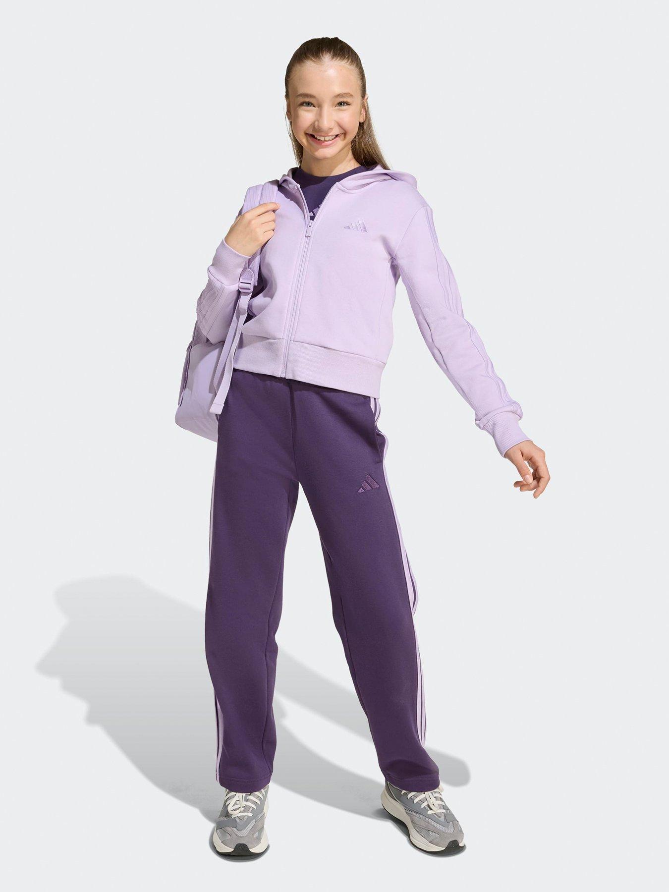  image of adidas-sportswear-junior-girls-fleece-hoodie-and-pant-tracksuit--purple