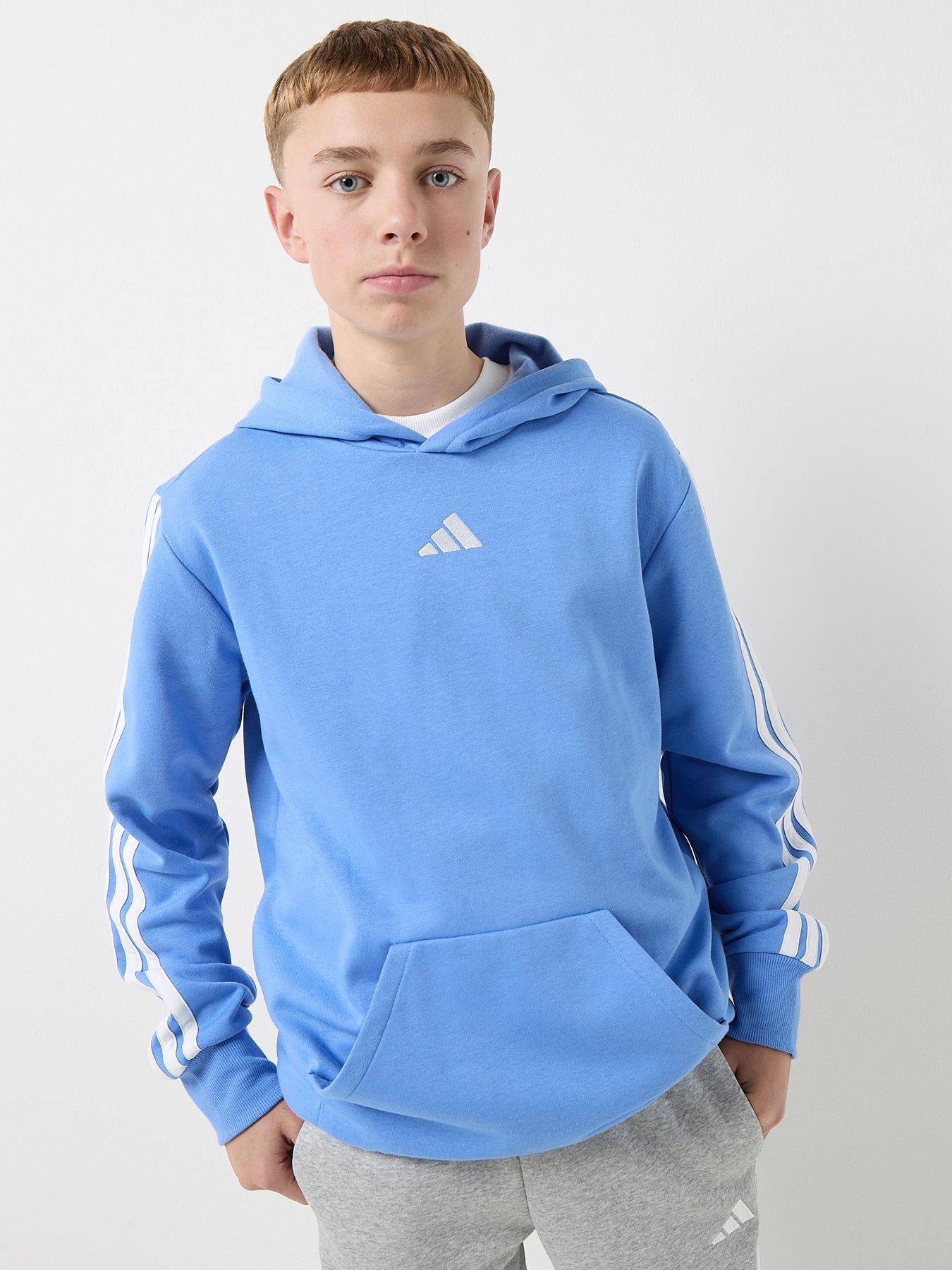 adidas-sportswear-junior-boys-essentials-three-stripe-hoodie--blue