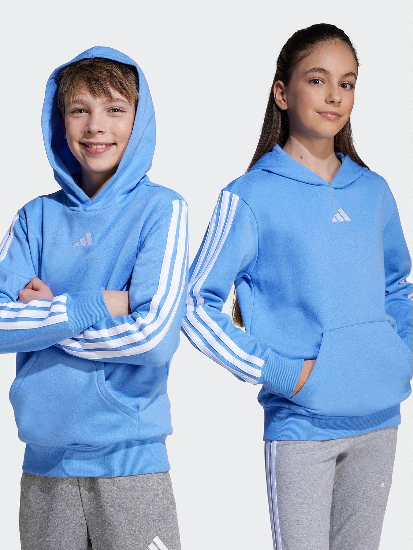 adidas Sportswear Junior Boys Essentials Three Stripe Hoodie- Blue