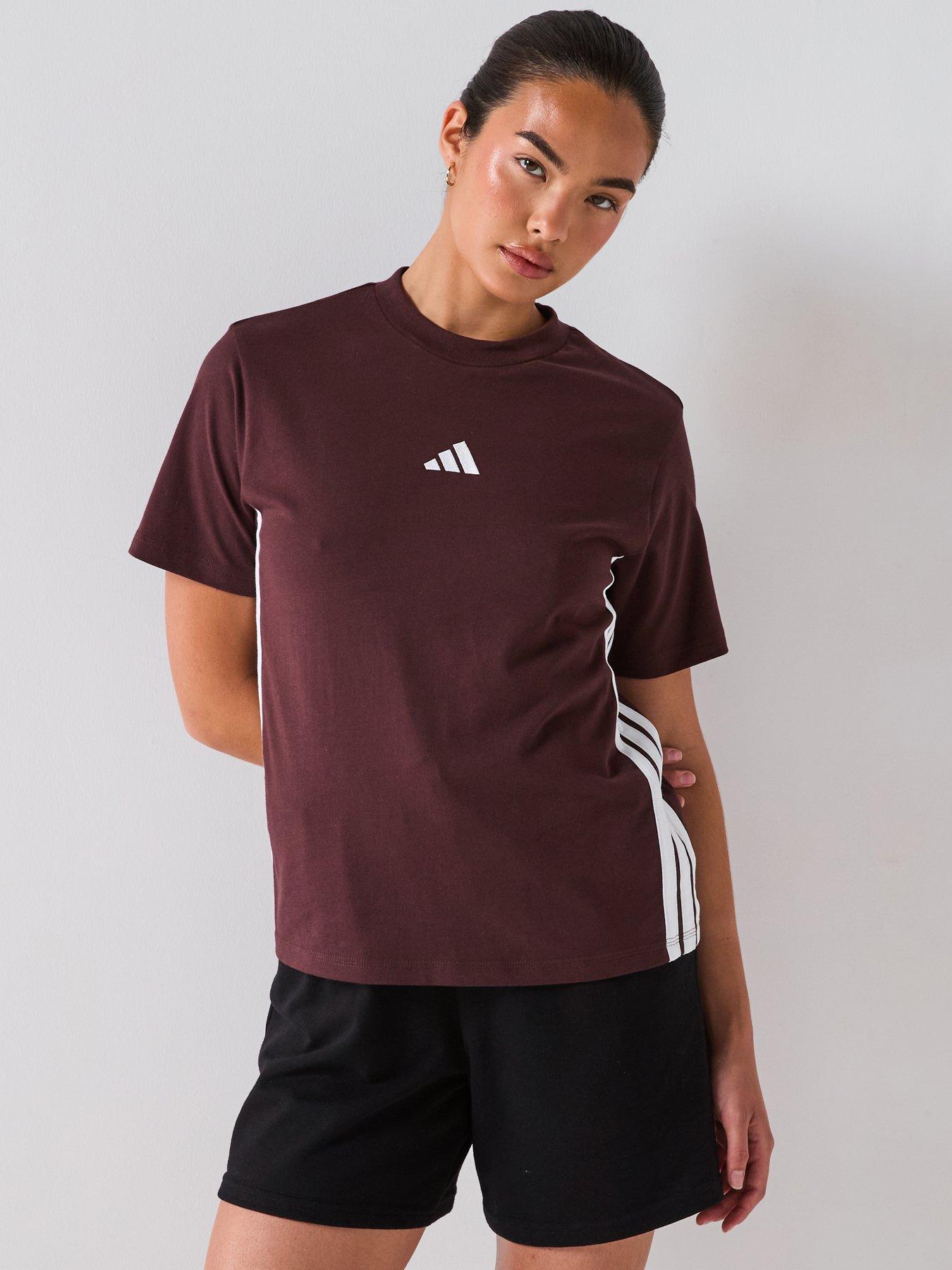 Image 1 of 6 of adidas Sportswear Women's Essentials 3-stripes Cotton T-shirt - Brown