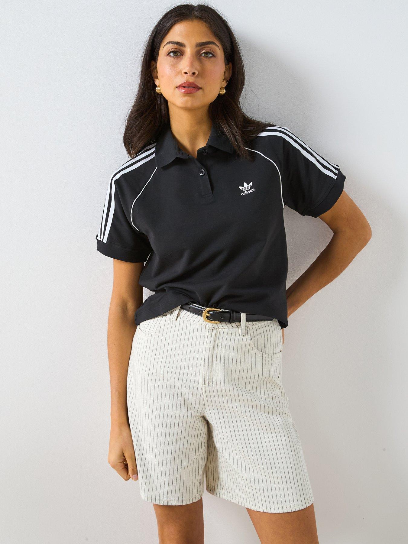 undefined Women's Sst Adicolor Short Sleeve Polo - Black