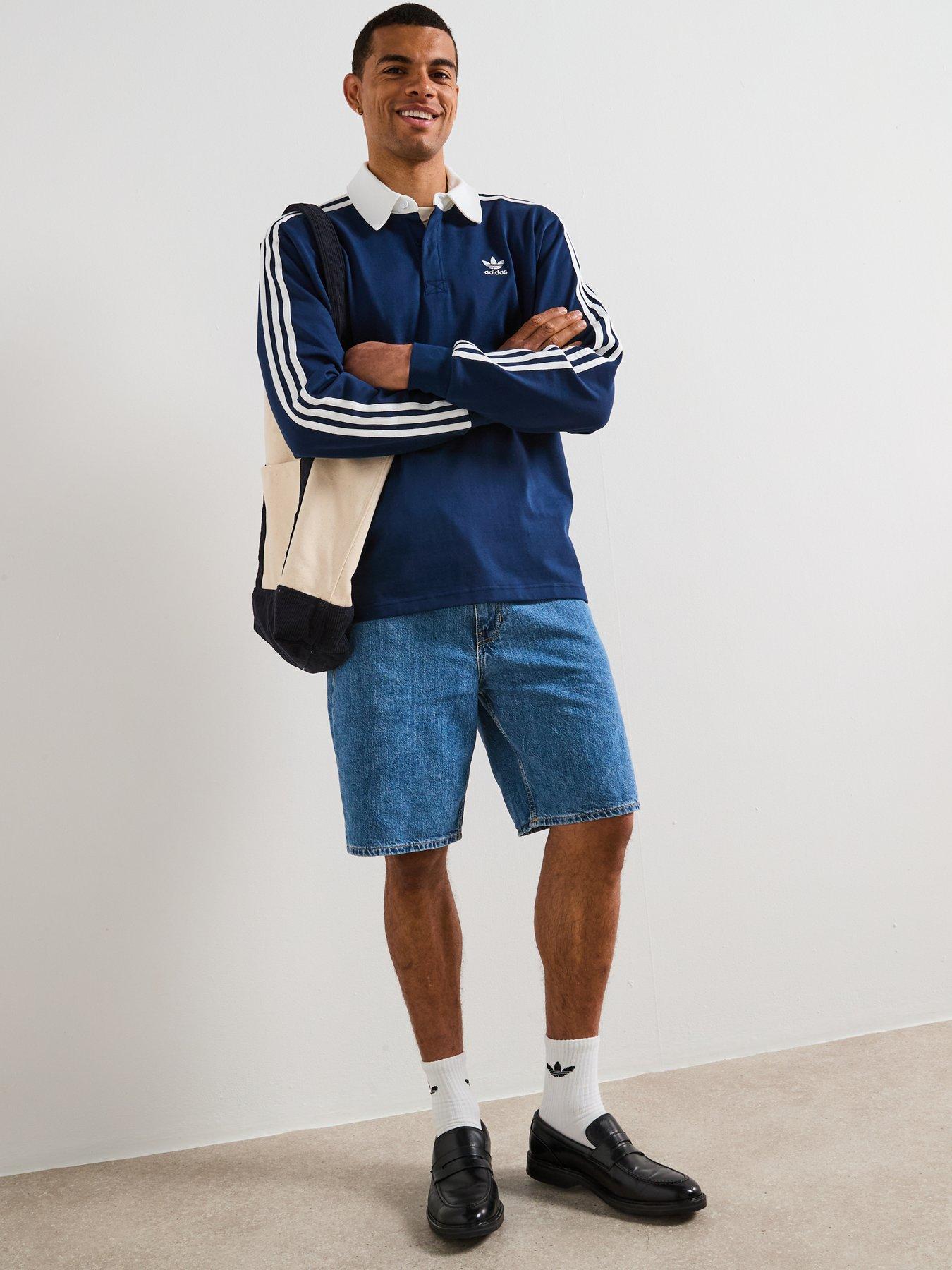 Image 4 of 6 of adidas Originals Men's Adicolor Rugby Polo Shirt - Blue