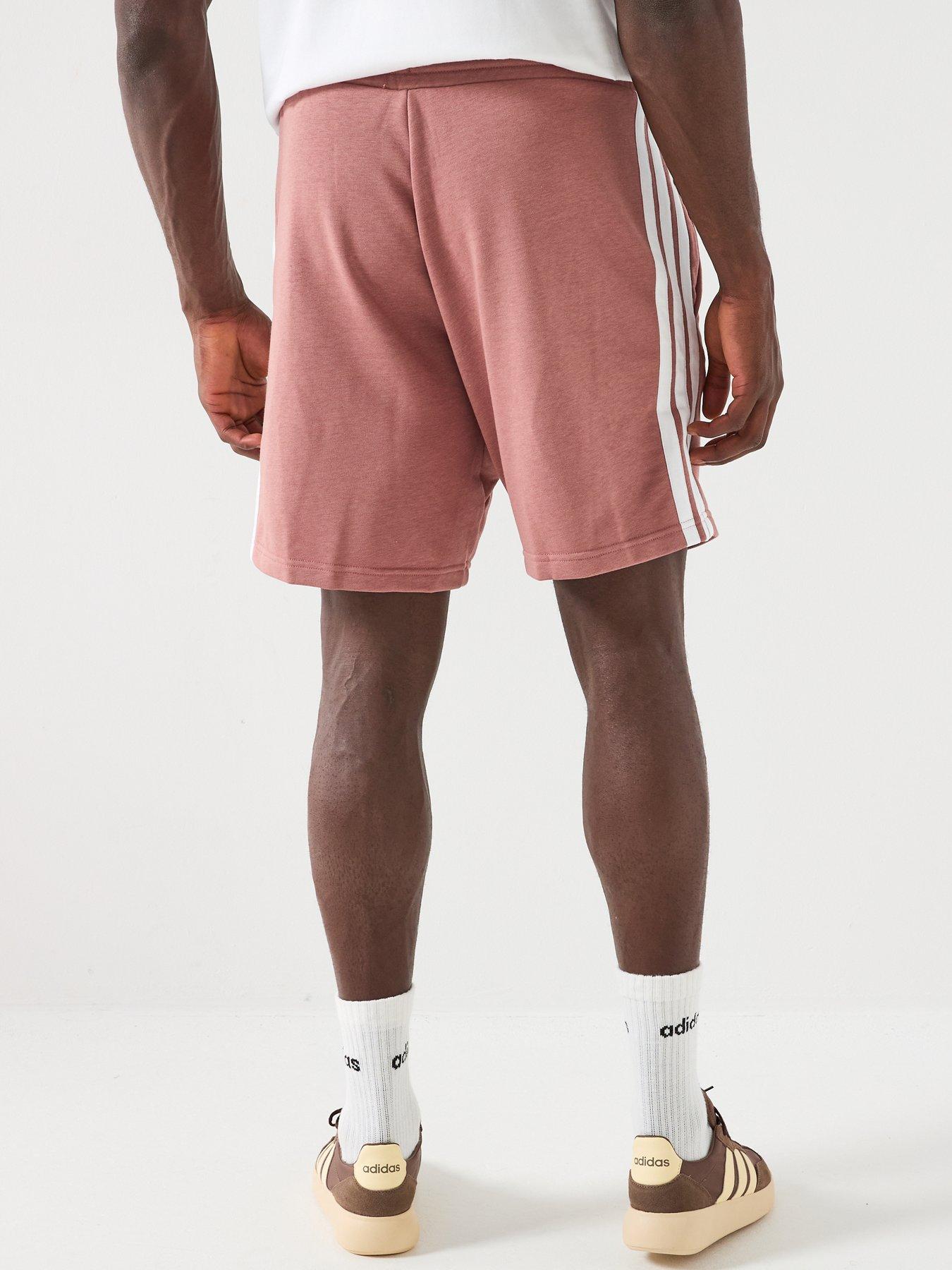  image of adidas-sportswear-mens-essential-3-stripes-french-terry-shorts-red