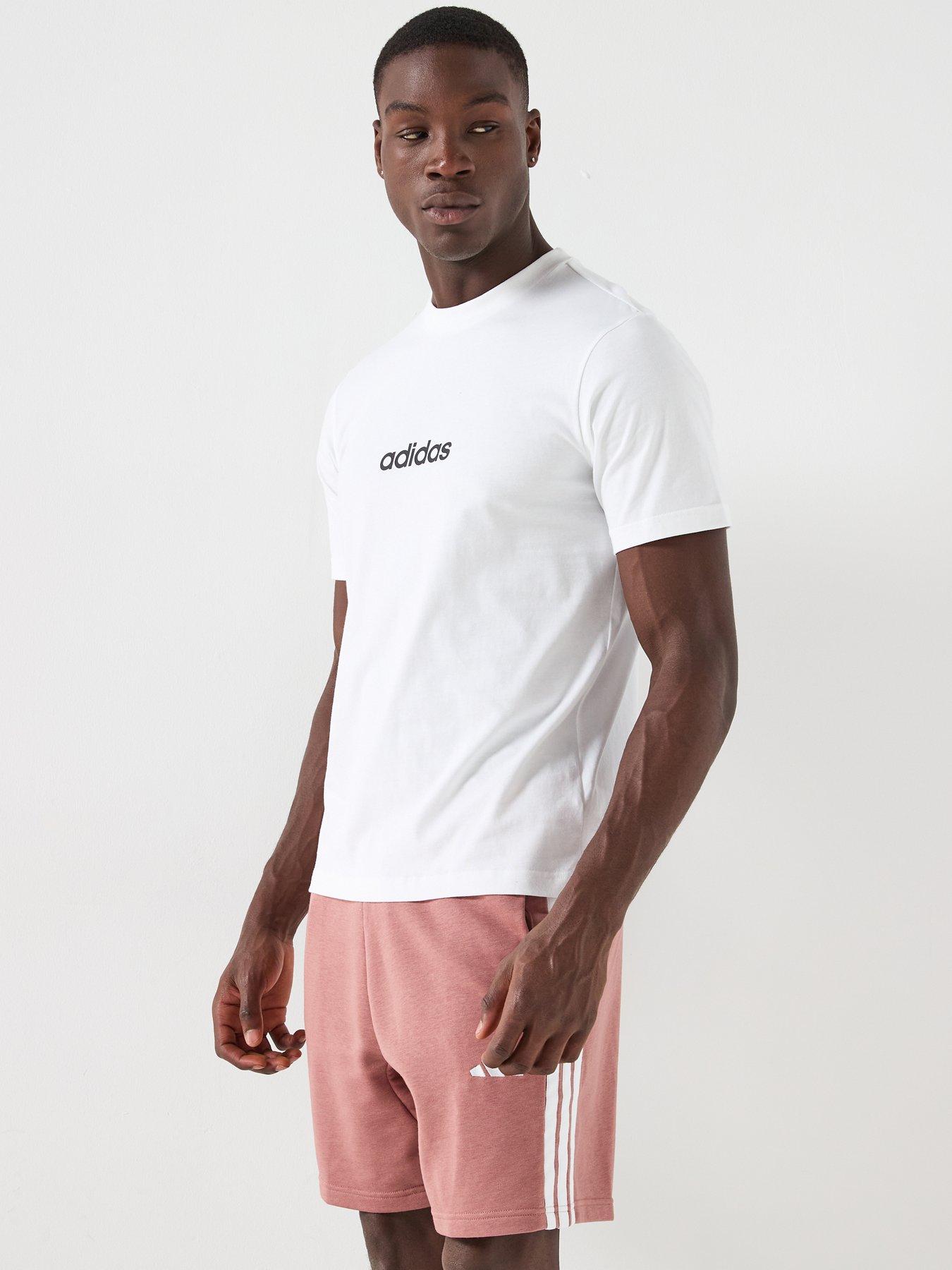  image of adidas-sportswear-mens-essential-3-stripes-french-terry-shorts-red