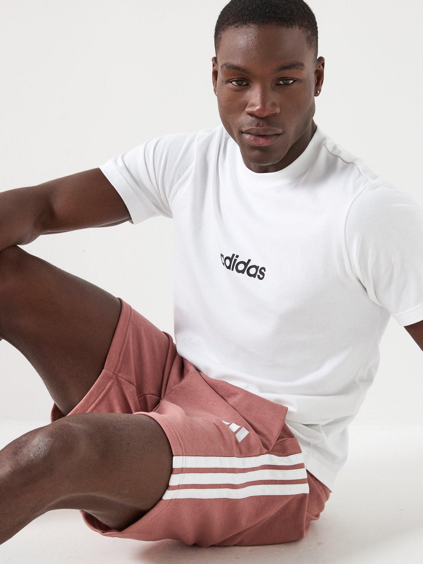  image of adidas-sportswear-mens-essential-3-stripes-french-terry-shorts-red